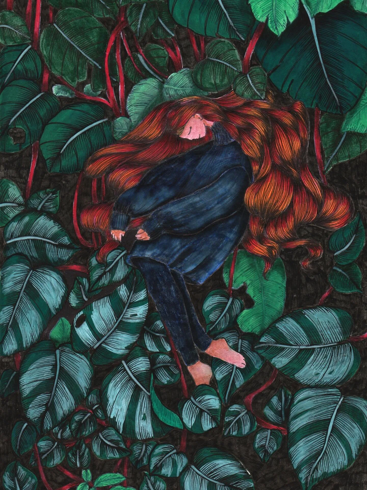 Sleeping in the leaves 🌿🌱🍃

#sketchbookart #gouacheartwork #gouacheillustration #gouacheonpaper #fineliners #foliageart #foliage #leaves
#femalefigure #femalefiguredrawing