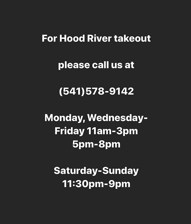 For Hood River location takeout please call us at (541)578-9142 or follow our @mugennoodle account for more information.

Thank you!