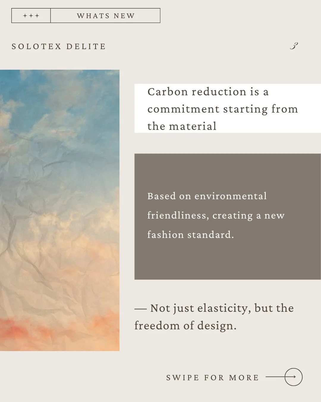 Did you know? 👀
A lot of stretch fabrics don&rsquo;t rely on Spandex for elasticity &mdash; instead, it comes from the yarn&rsquo;s own structure!
Take Solotex Delight from Japan&rsquo;s Teijin Frontier &mdash; it uses a special &ldquo;false twist s