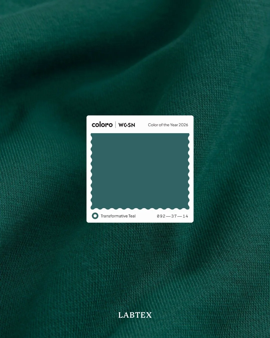 WGSN &times; Coloro Color of the Year 2026 ✨

092-37-14 is selected by WGSN and Coloro as the Color of the Year 2026 🔮🎨
Blending deep blue and aquatic green 🌊🌿, this shade reflects nature, resilience, transformation, clarity, and sustainability ?