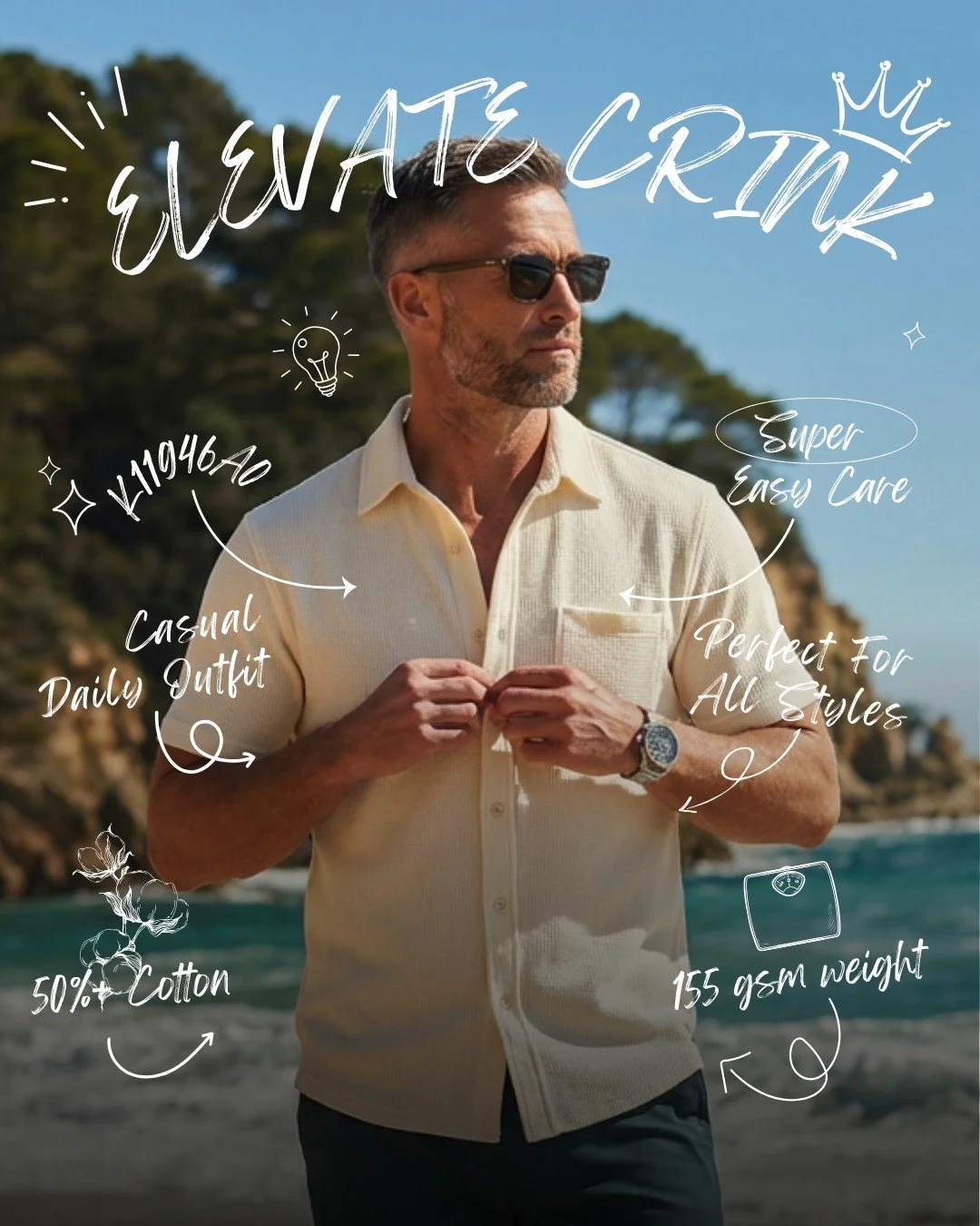 ✨ Elevate Crinkle | K11946A0 ✨
 
Designed for everyday ease 👕👚
 
Elevate CRINKLE features a subtle crinkle rib texture that stays stylish with minimal care 🧺
With 50%+ cotton content, it delivers breathable comfort and an effortless look &mdash; p