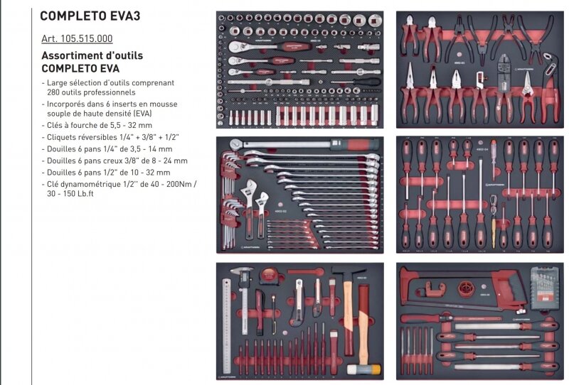 Composition d'outils 2 tiroirs pour servante, 114 pièces - KS