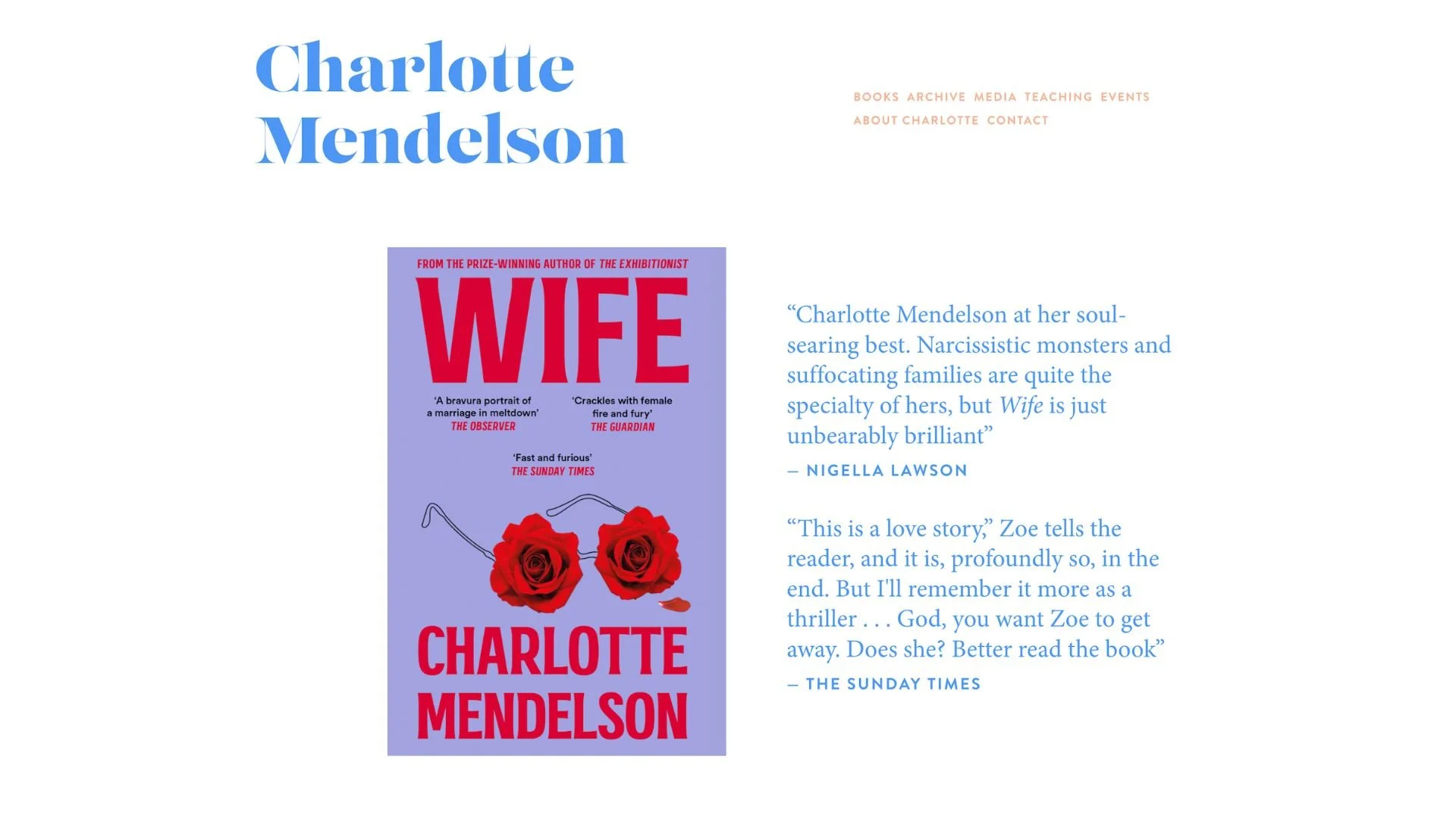 Charlotte Mendelson homepage
