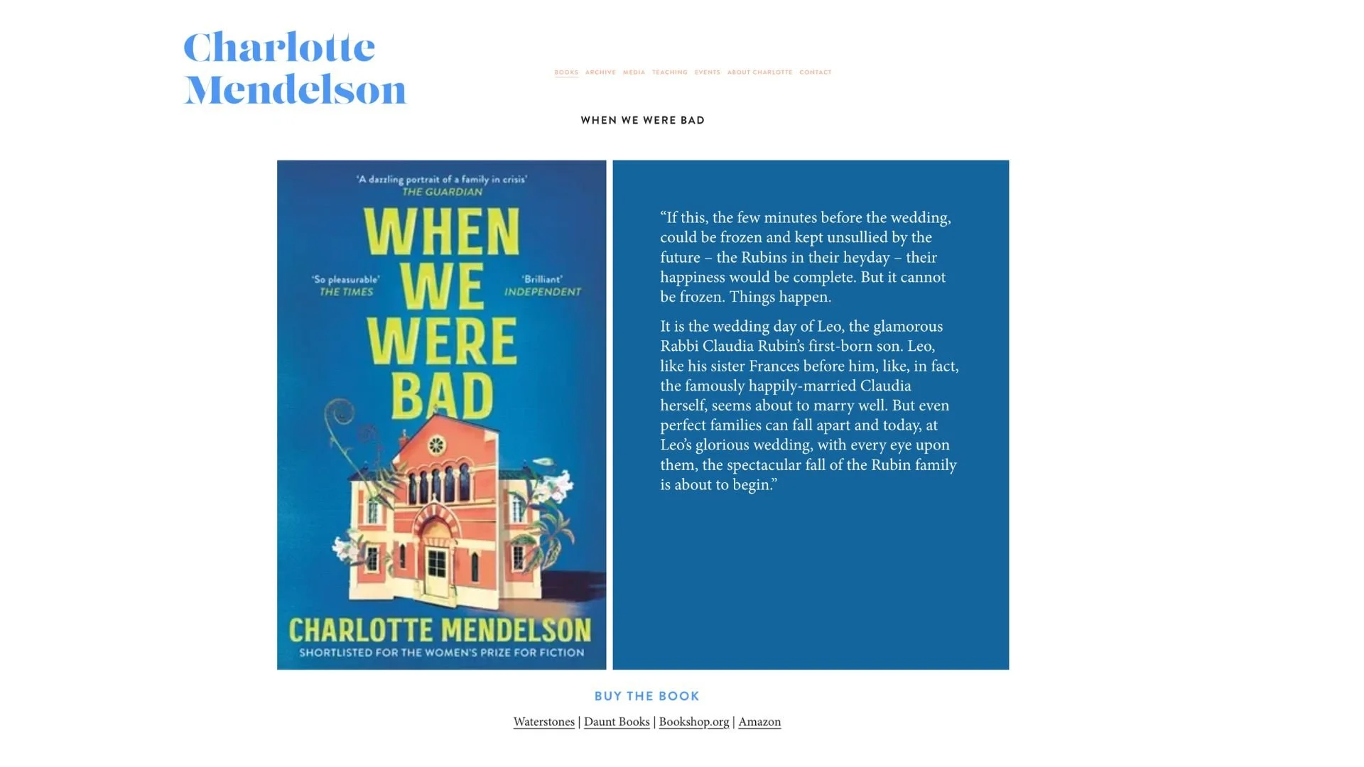 Charlotte Mendelson book page