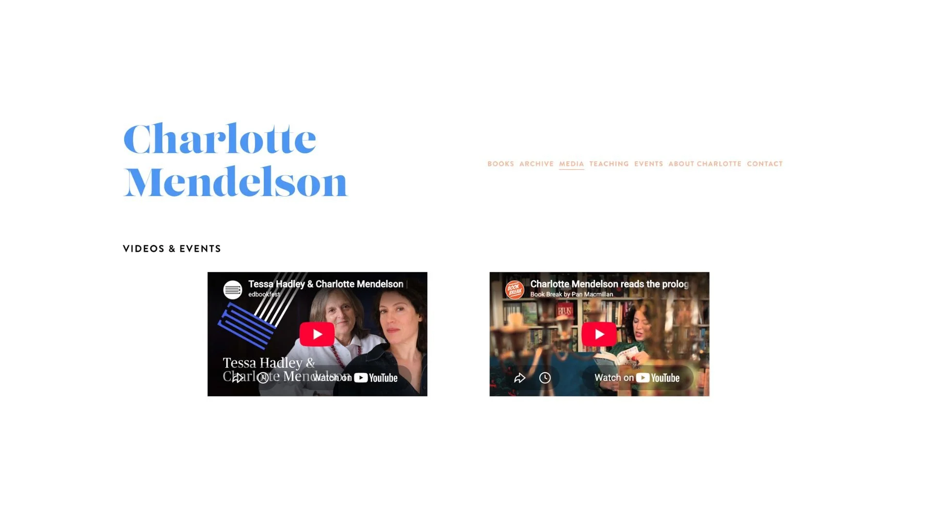Charlotte Mendelson media - videos