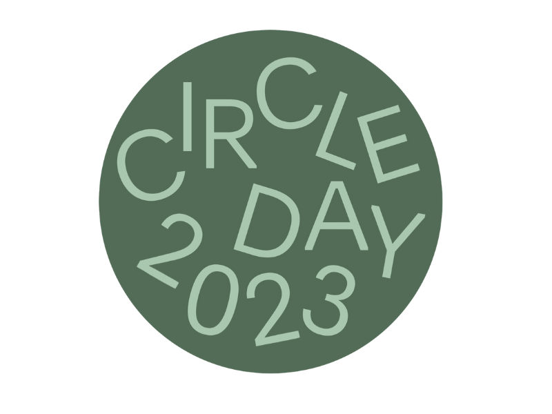 Green circular logo with the words 'CIRCLE DAY 2023' arranged in a scattered pattern.