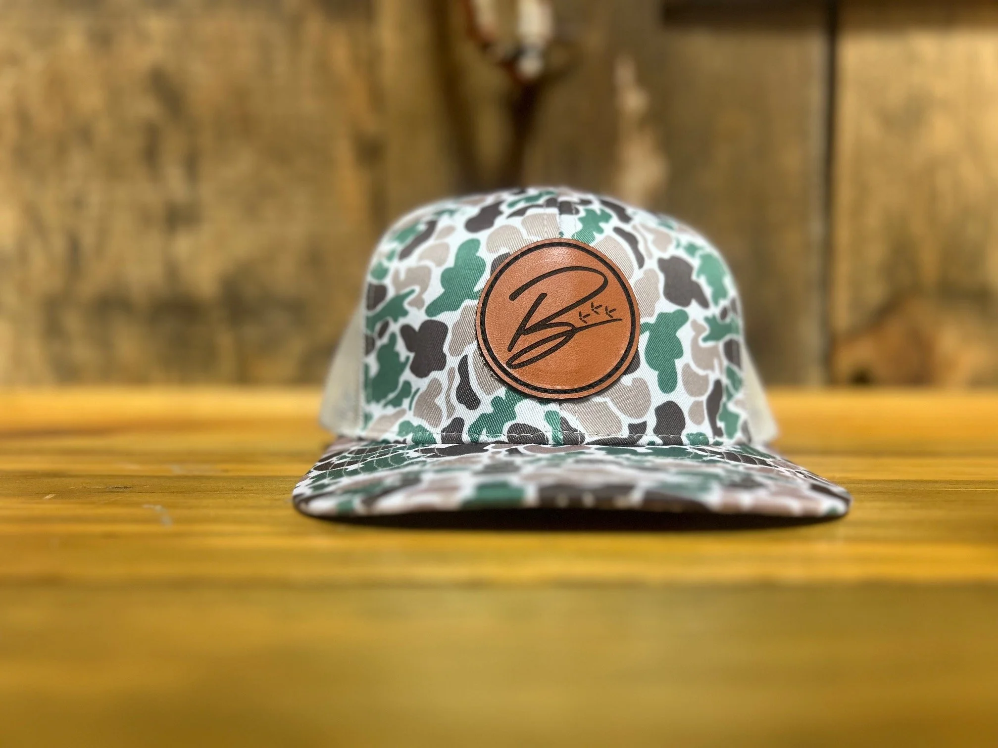 Original Field Trucker Hat Genuine Leather B patch