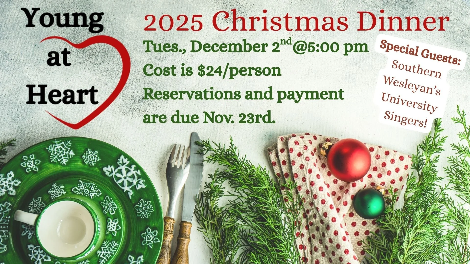Young At Heart Christmas Dinner