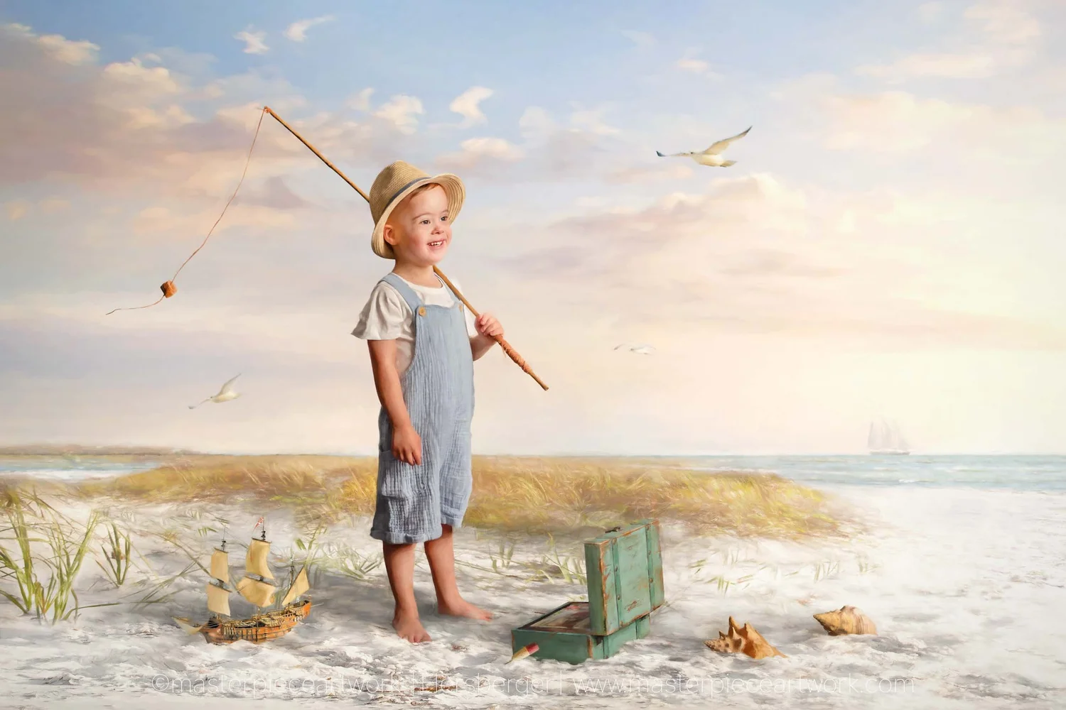 boy with fishing pole on beach monet Young Net by Michelle Carlin – Irish Art Plus American School, 18th Century |