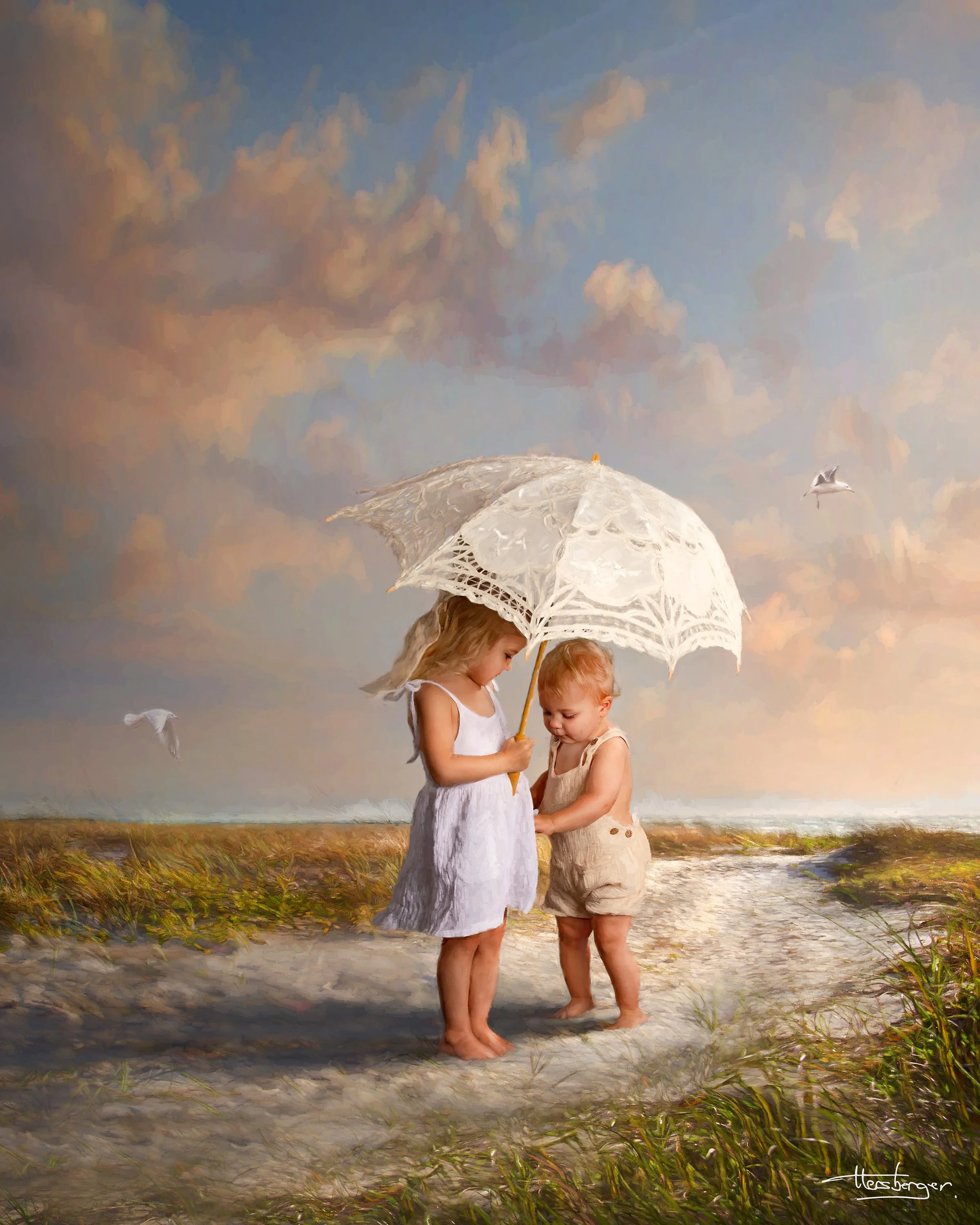 Masterpiece Seaside constructed fine art family portrait created through photography