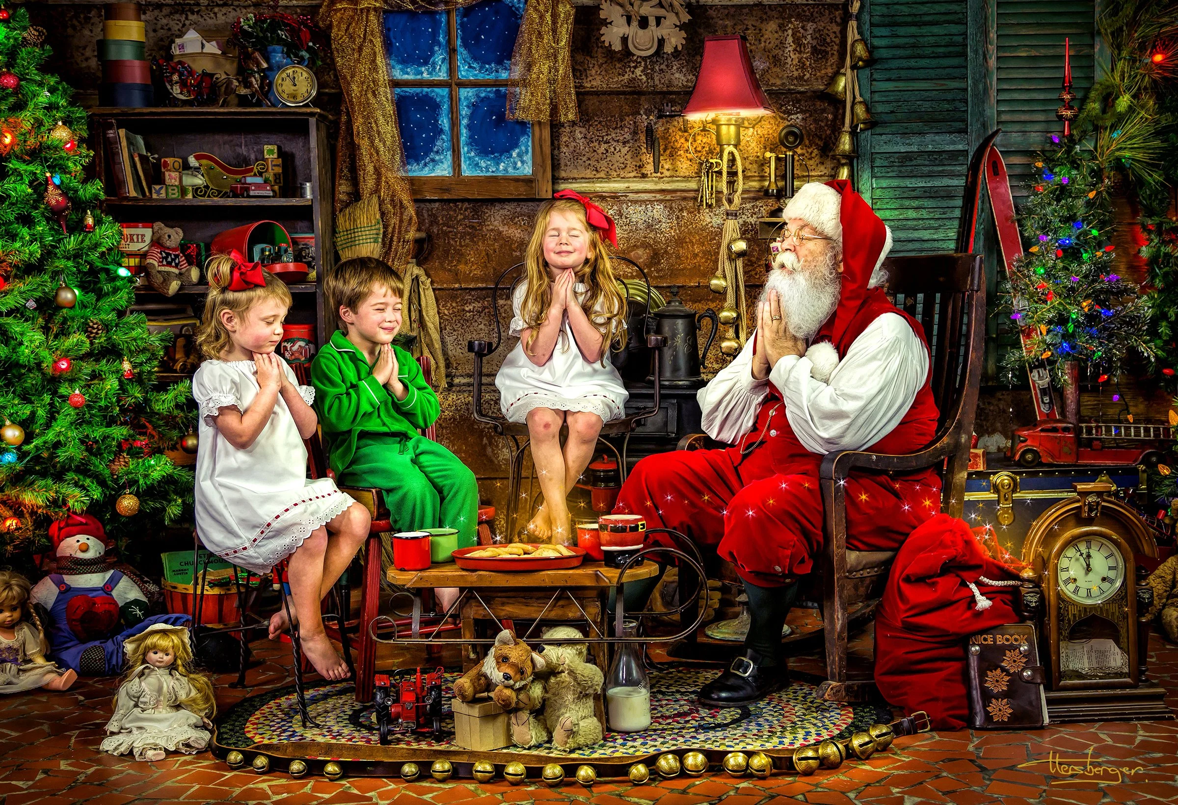 Masterpiece Christmas narrative fine art portrait celebrating childhood and family tradition