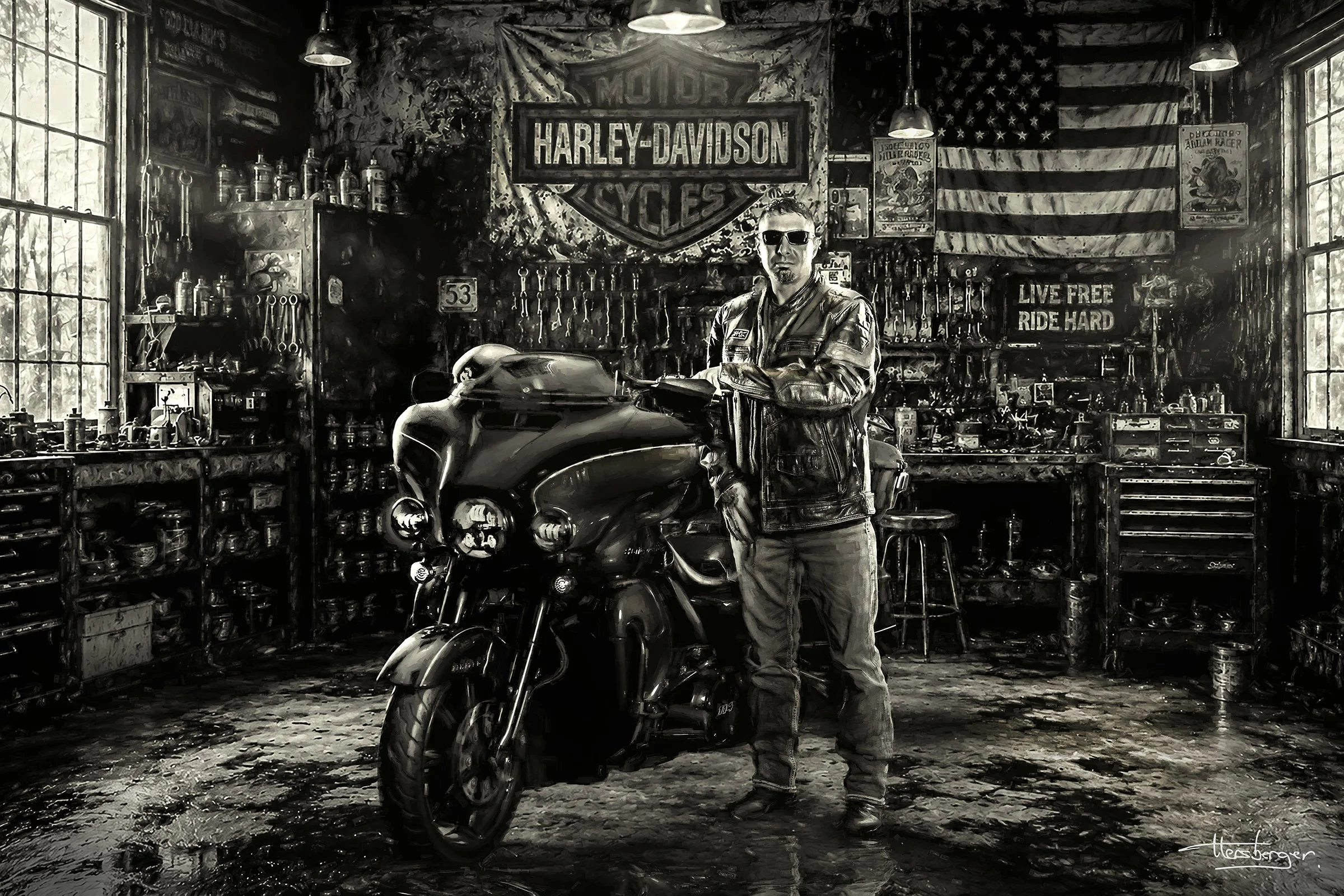 Custom artwork with Harley Davidson