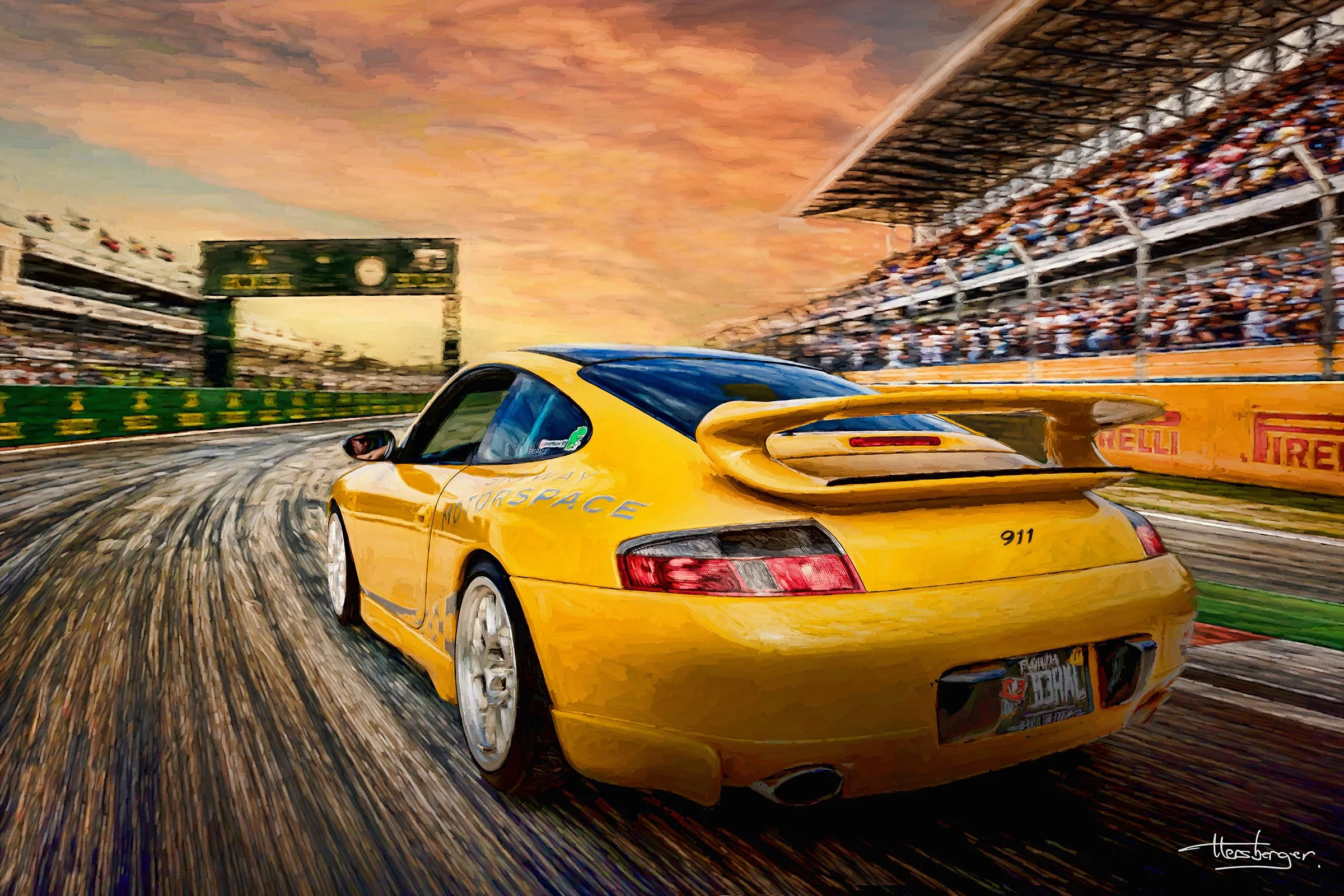 Luxury car artwork, custom artwork with luxury car. Custom artwork with Porche artwork