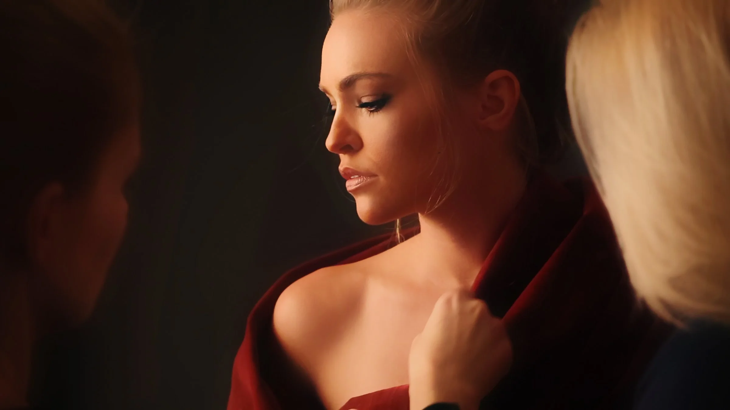 Dramatic studio light against a dark background, establishing the classical European aesthetic of Masterpiece Opus commissioned portraiture by Ela and Larry Hersberger