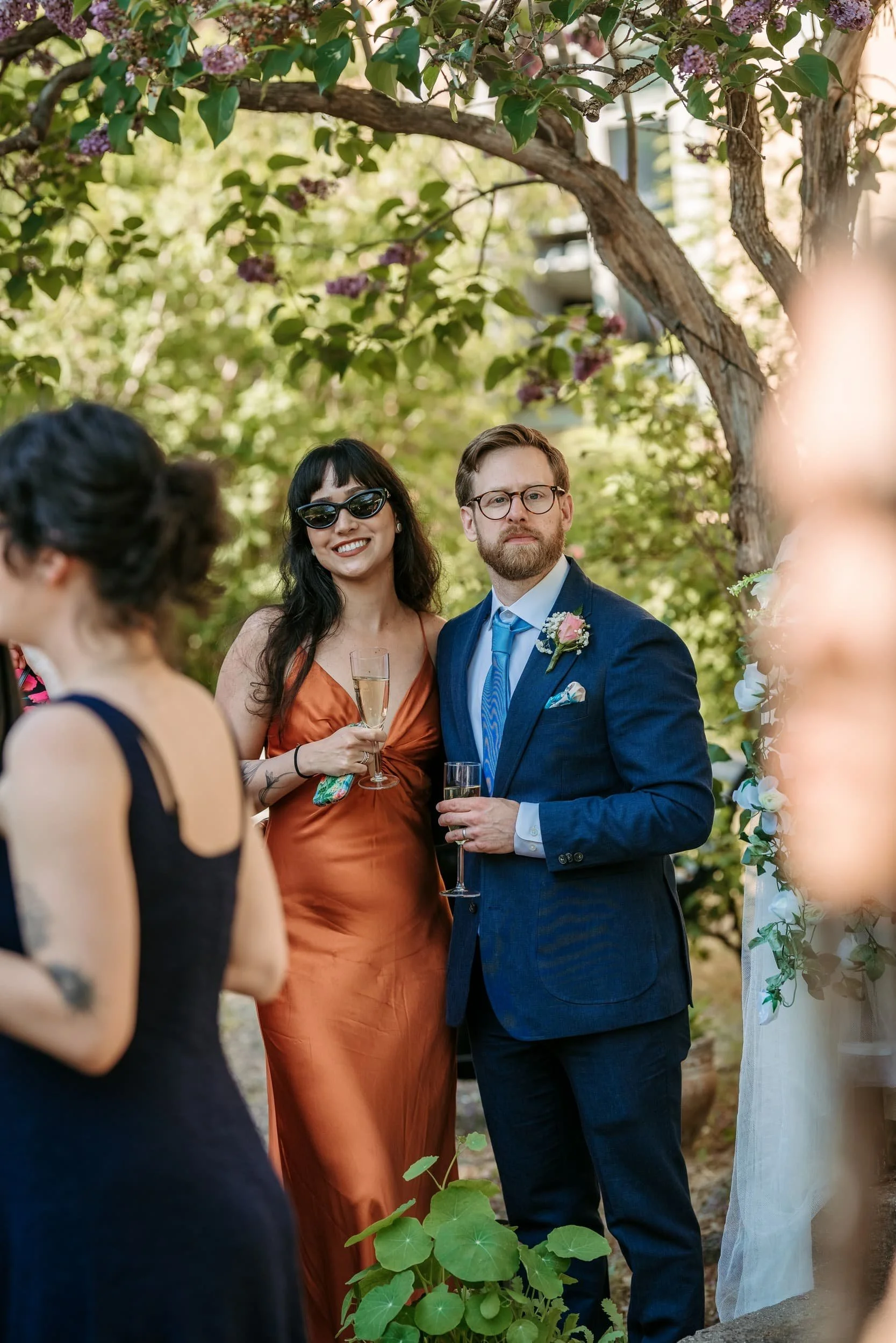 A group of people at an outdoor wedding in Stockholm