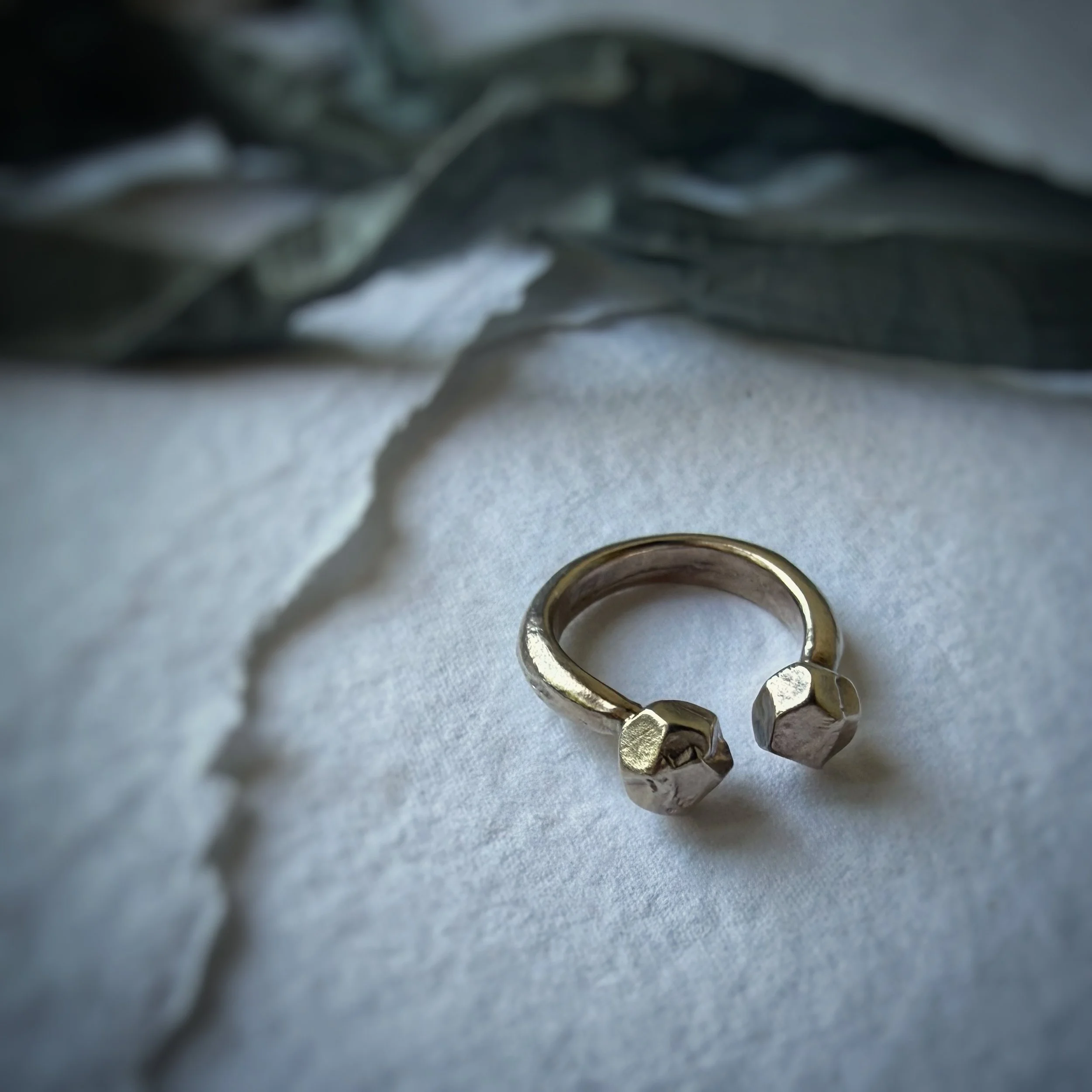 sand cast bronze duo 'nugget' ring