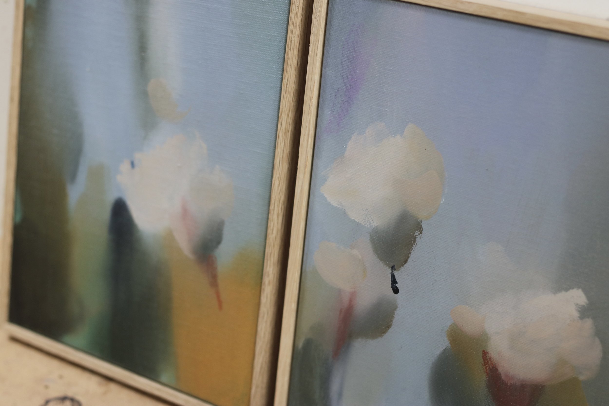 Flowers, Blue I,II -Lisa Hardy-Acrylic on linen and cotton canvas board - oak tray framed 22 x 27 x 2cm-2023-£420-Partnership Editions 3.JPEG