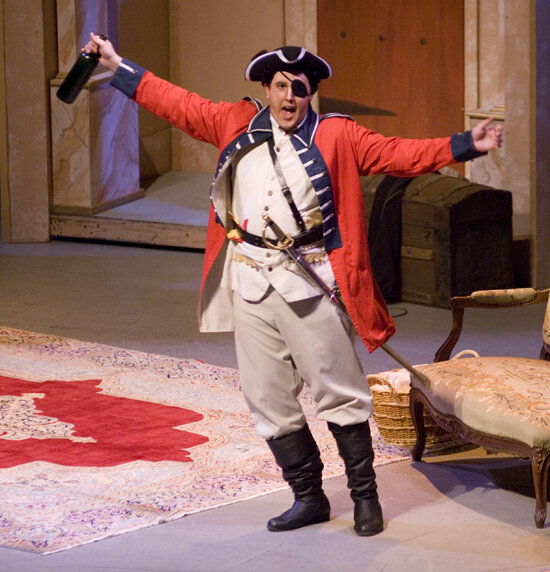  As the drunken soldier in the Finale of Act I in   Il Barbiere di Siviglia   with Asheville Lyric Opera. 