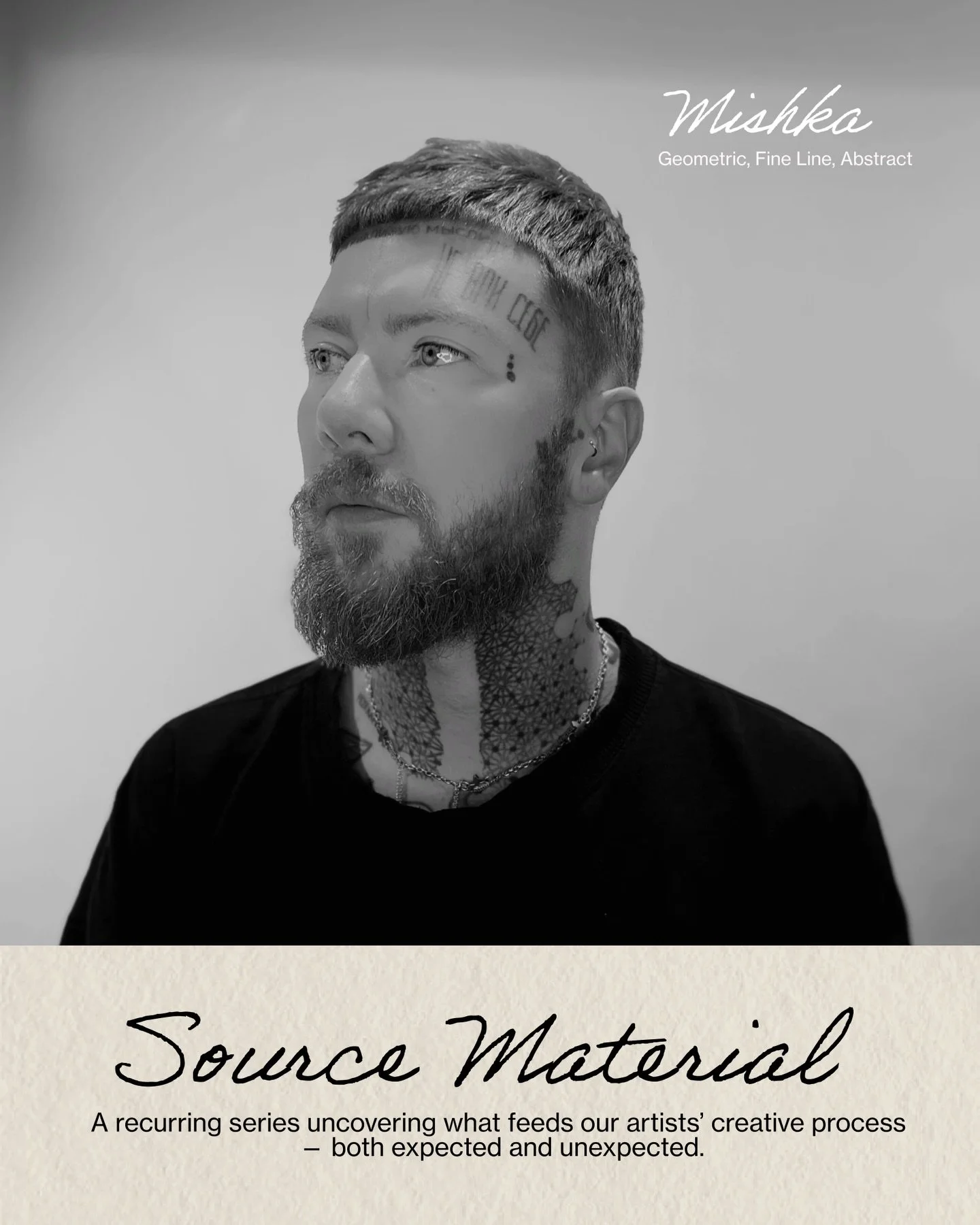 Source Material: Mishka (@mitaink)

Rooted in geometry, structure, and symbolic storytelling, Mishka&rsquo;s work is shaped as much by life outside the studio as within it &ndash; travel, art exhibitions, movement, and a curiosity for new experiences