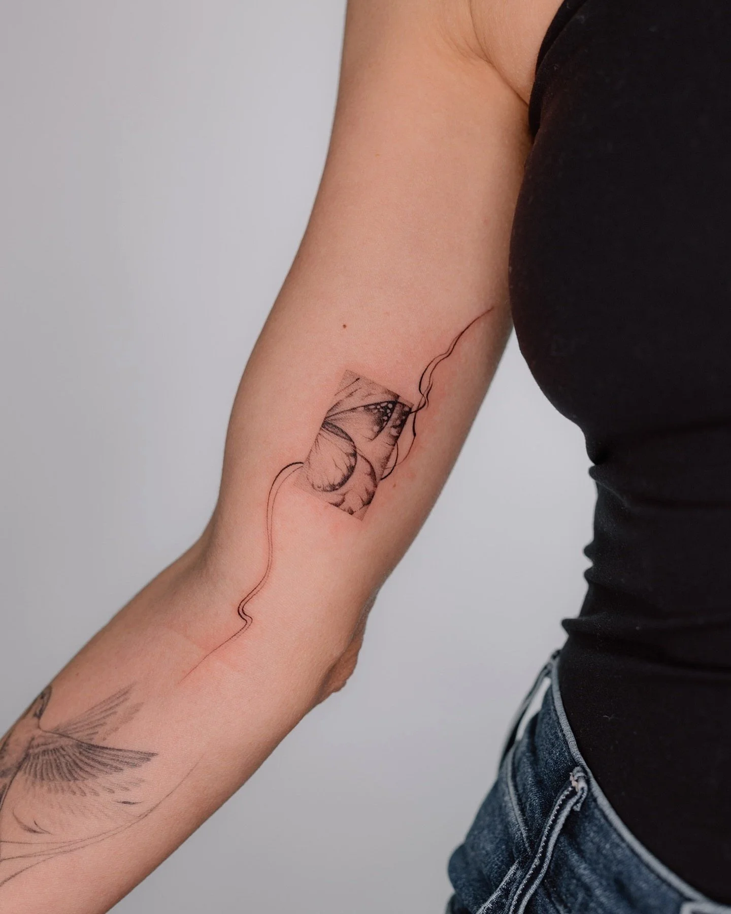 A collection of butterfly works by @tattoobymeg.

Specializing in fine line, illustrative, and botanical tattoos, Meg&rsquo;s style is defined by a focus on realism, particularly in animals, nature, and typography. 

Book with Meg at the link in our 