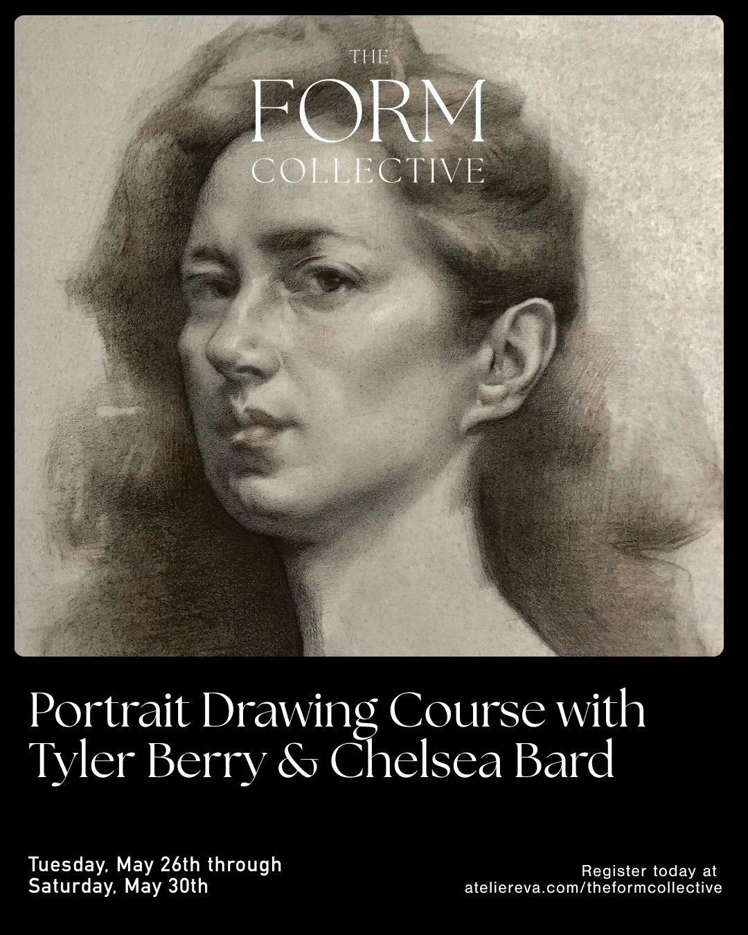 Our next workshop with Tyler Berry (@tylerberryart) and Chelsea Bard (@bard.chelsea) takes place this May.

In this five-day intensive, Portrait Drawing: Structure and Likeness, artists will focus on anatomy, proportion, and shape design to better un
