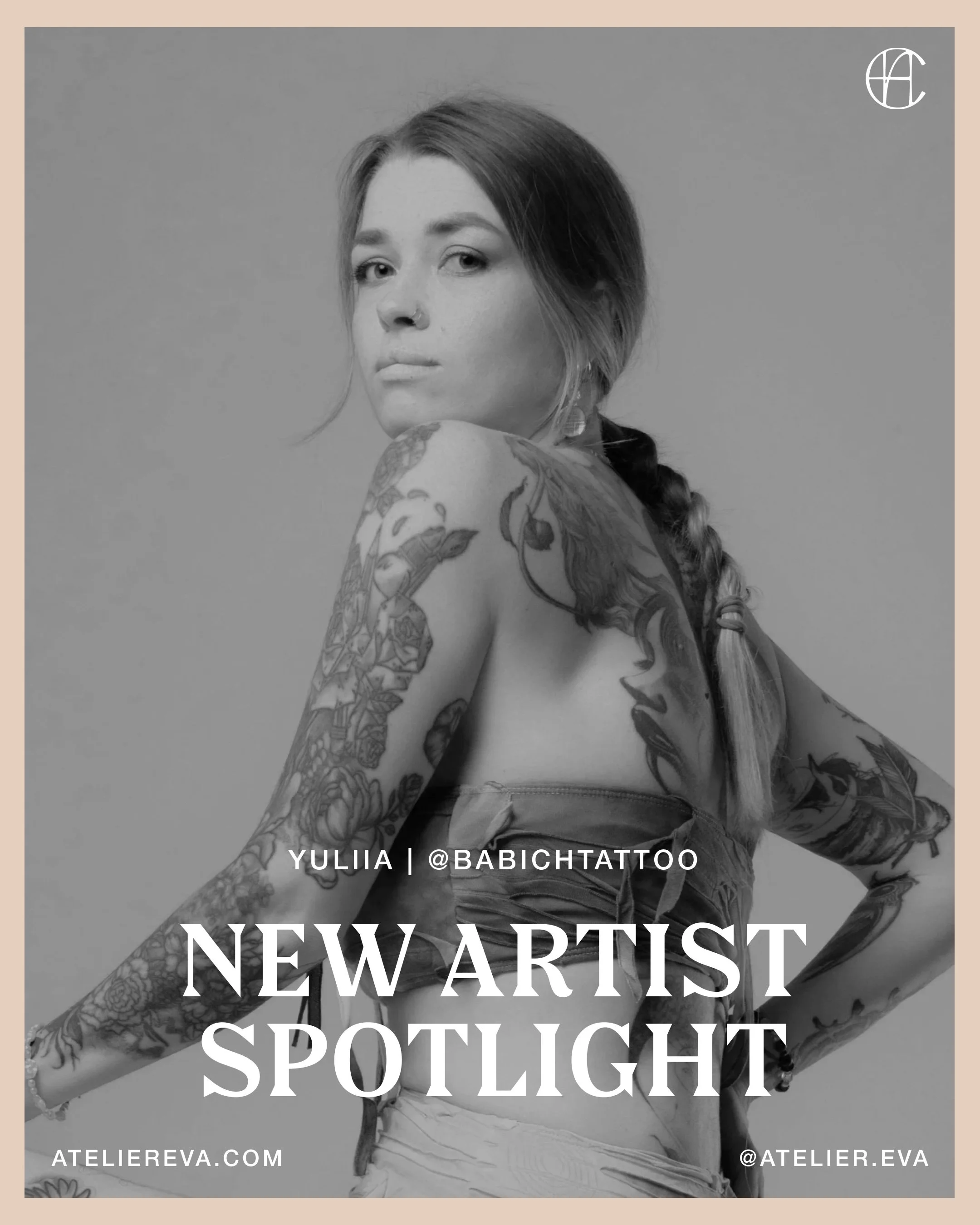 Join us in welcoming Yuliia (@babichtattoo) to the Atelier family. 

Known for her freehand botanical and fine line work, her designs are inspired by nature and organic movement. She creates custom blackwork tattoos designed to complement the natural