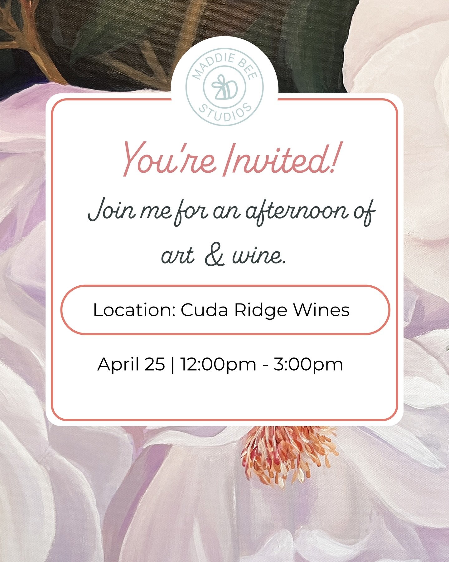 I&rsquo;m so honored to be the current featured artist at @cudaridge in Livermore, CA, and we&rsquo;re celebrating with an Artist Reception on April 25. Stop by from 12-3 for wine, snacks, and the chance to shop for original artwork or say hello.

I&