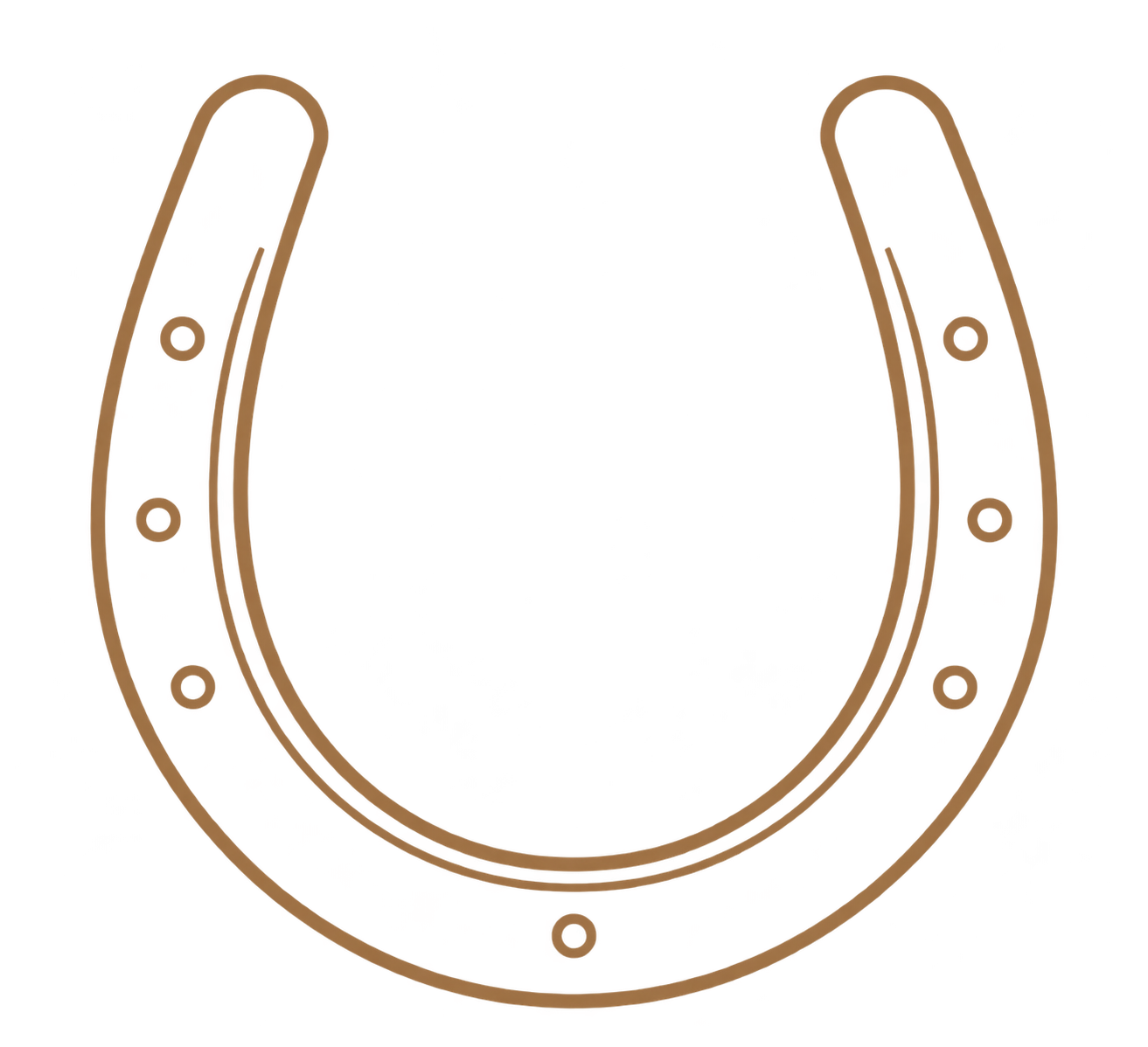 Stylized horseshoe icon with six nail holes on a transparent background