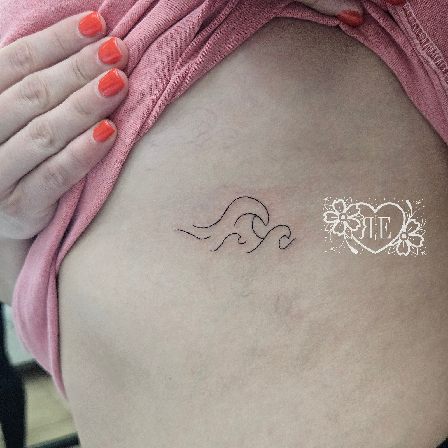 Different shores, same tide - matching wave tattoos to ride life's currents together. Whether your tattoo is whimsical or meaningful, Caroline will give you exactly what you are looking for. To book with her, call/text 732-503-8469

 #summertattoo #r