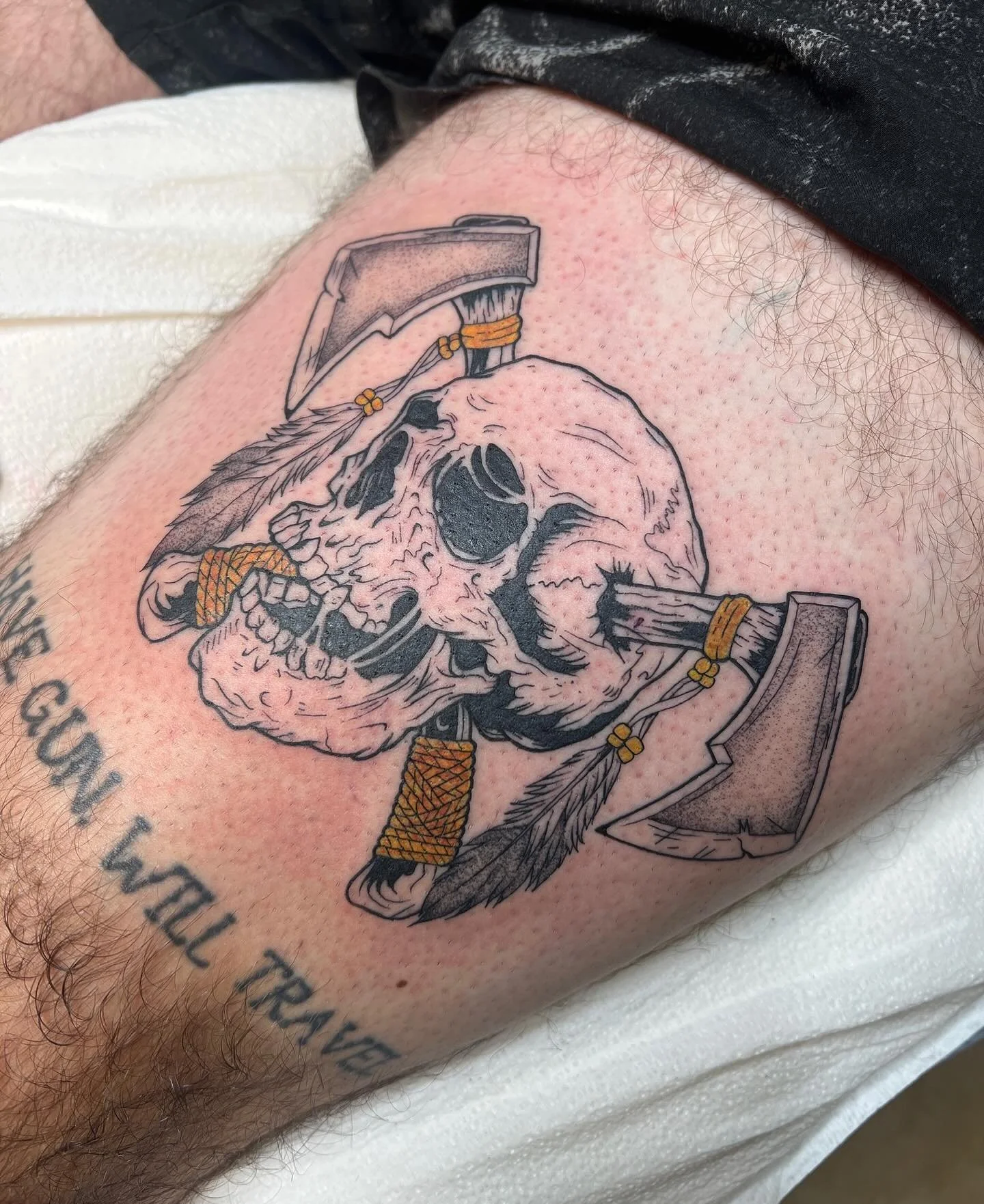 Koryn killed it with this tattoo 🪓 Book your next piece with her by filling out the form in our bio!

#njtattooartist #njtattooshop #njtattoo #bricknj #oceancountynj #radiantenergytattoo #tattoo #skull #skulltattoo #axetattoo #lineworktattoo #colort