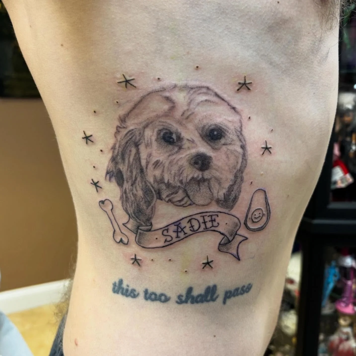 Fun take on a dog portrait done by Casey 🐶 She loves tattooing your pets so fill out the form in our bio to book one with her!

#njtattooartist #njtattooshop #njtattoo #bricknj #oceancountynj #radiantenergytattoo #tattoo #dog #dogtattoo #dogportrait