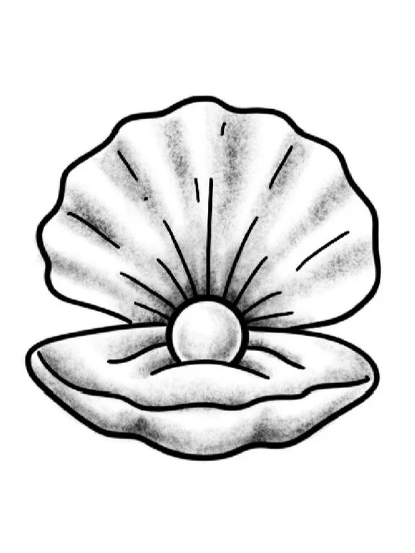 Clam with Pearl-Fine Line