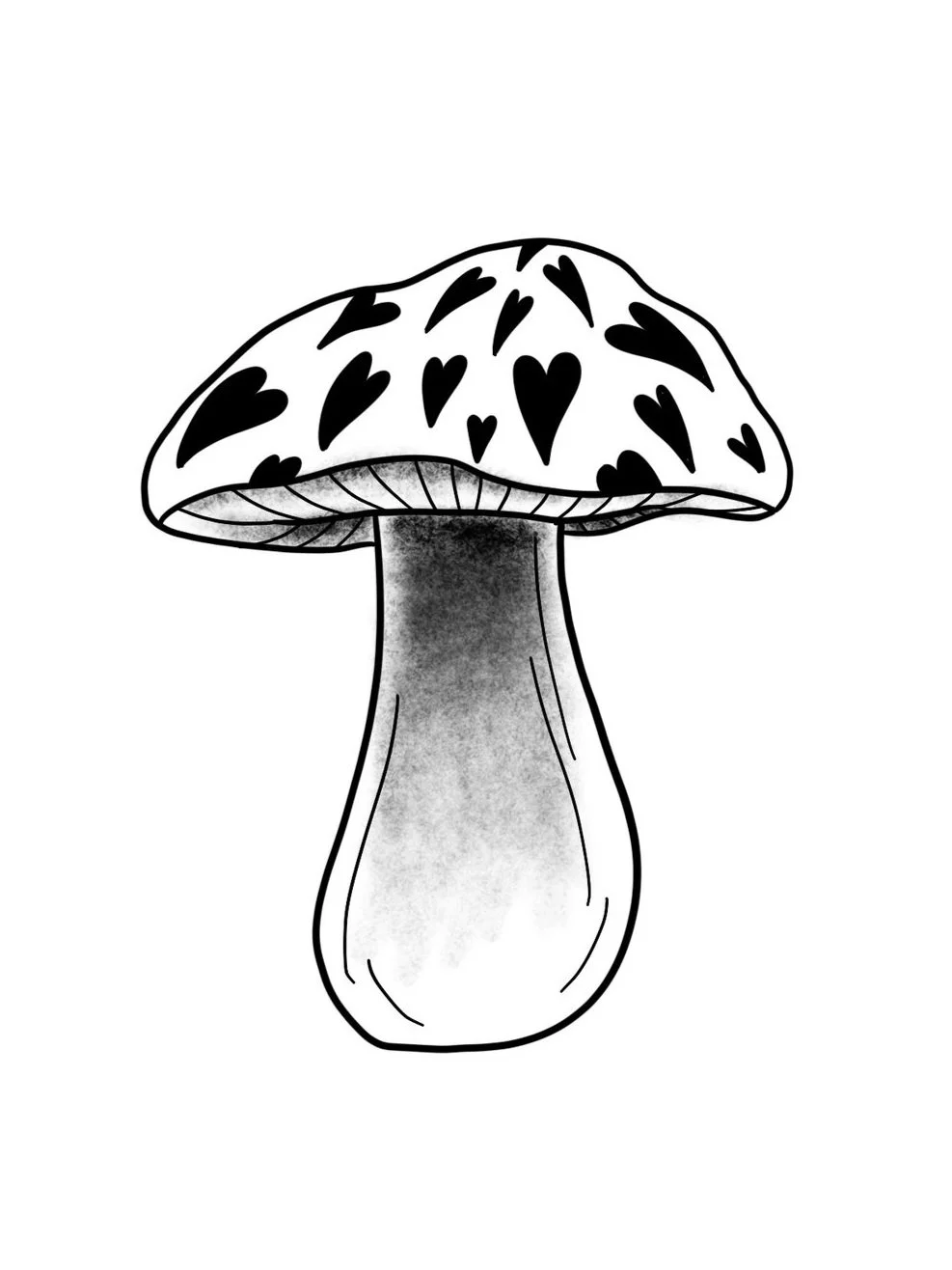 Heart Mushroom-Fine Line