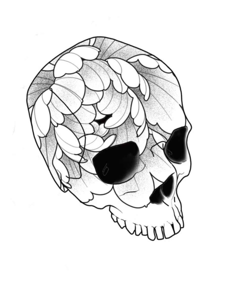 L 3/4 Skull-Flower Skulls-3.5"-$250