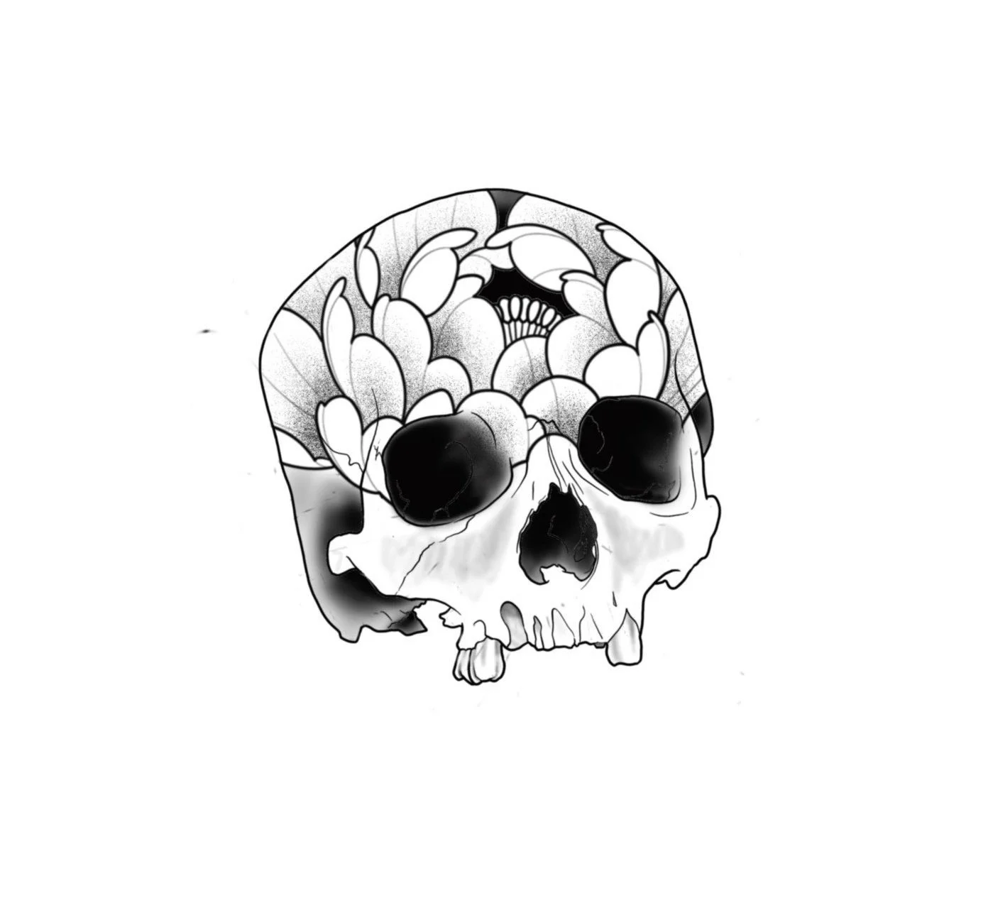 Front Toothy Skull-Flower Skulls-3.5"-$250