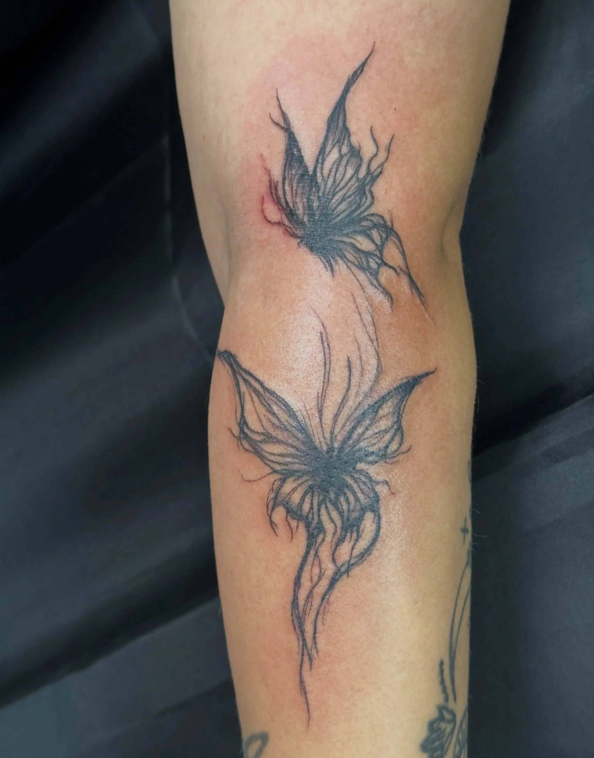 Some dark flowy butterflies done by Caroline! She still has availability for July so click the link in our bio to book with her!

#butterfly #butterflytattoo #darktattoo #njtattoo #njtattooartist