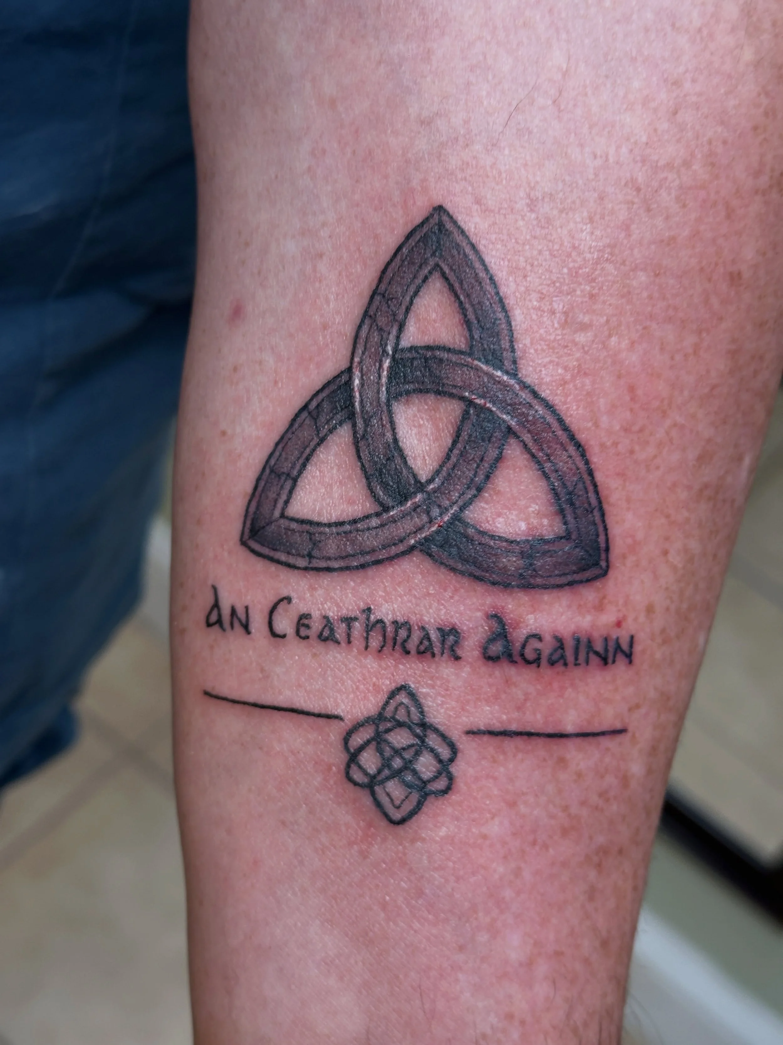 Celtic knot work and symbolism are Caroline&rsquo;s specialty #celtictattoo #triquetra #radiantenergytattoobricknj #femaletattooer #irishtattoos