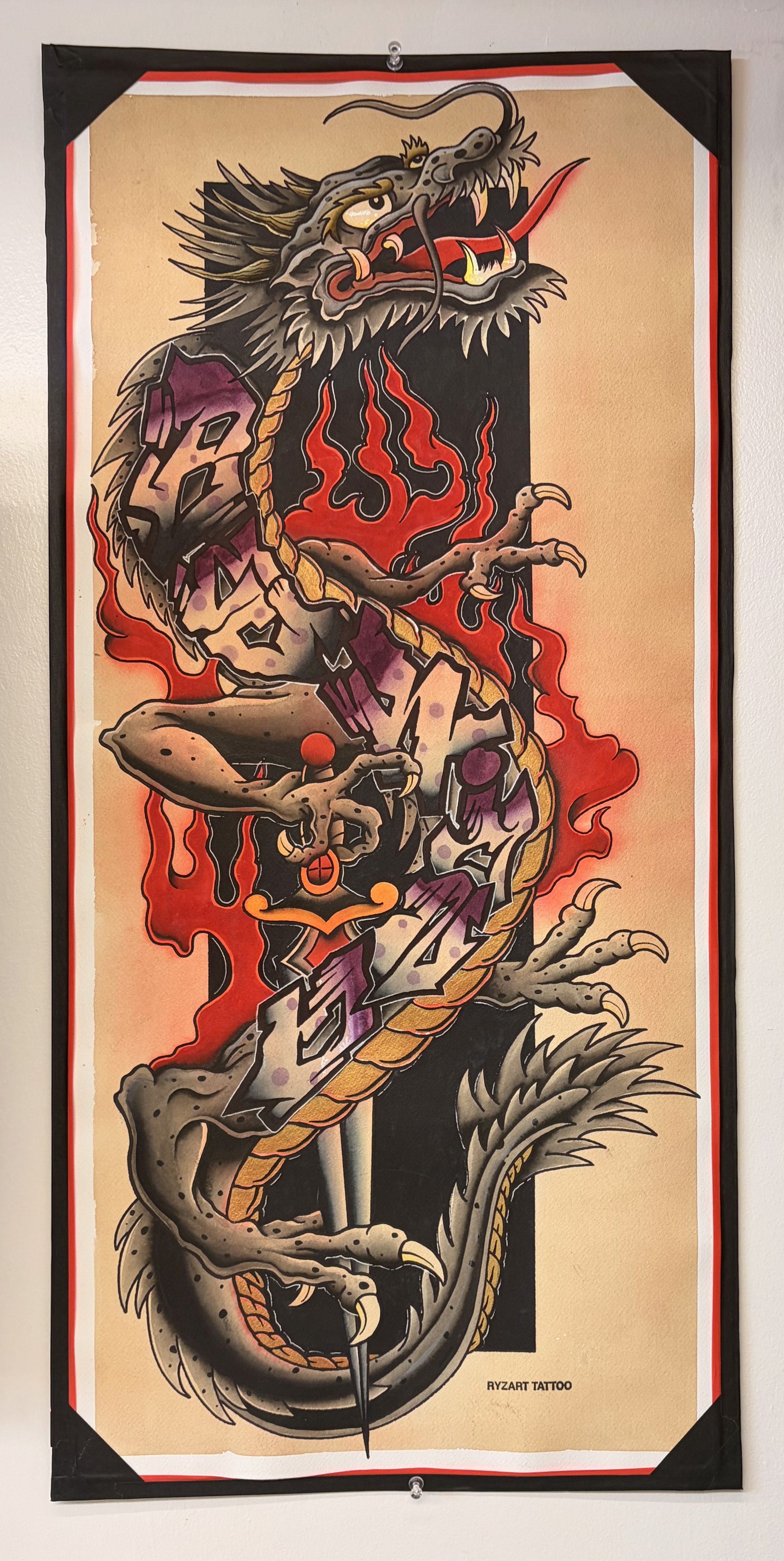 Graffitied Dragon Painting