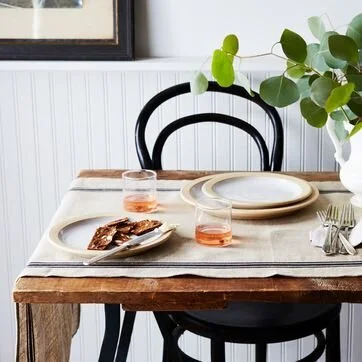 Thieffry Oatmeal Linen Striped Table Linens 