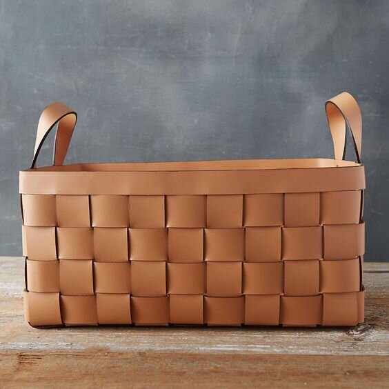 Terrain Wide Weave Leather Basket 