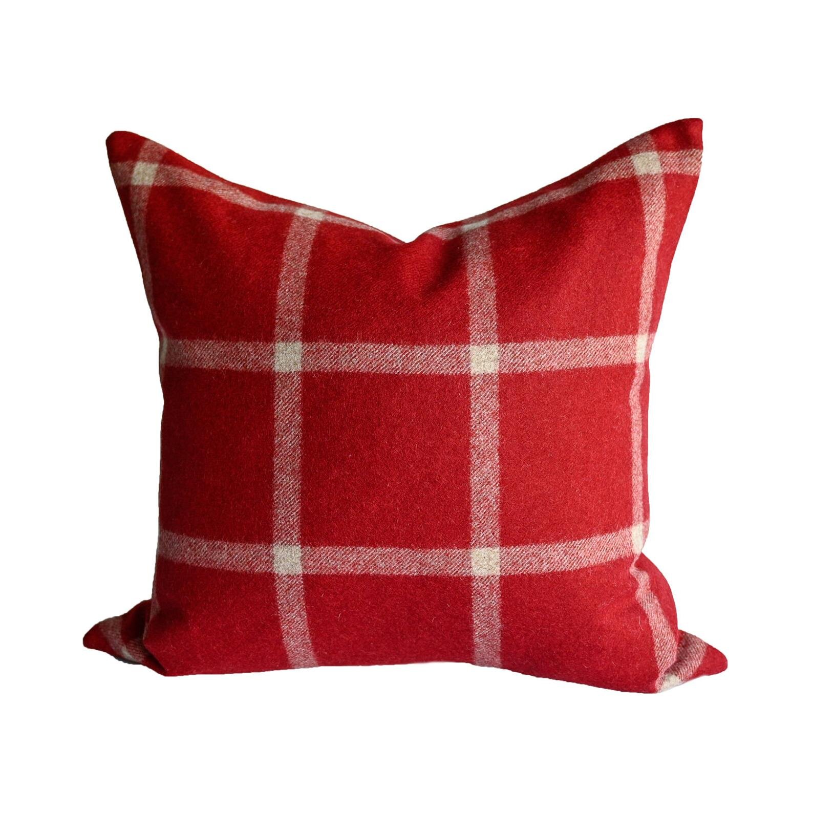 Pride of Place Red Wool Check Pillow