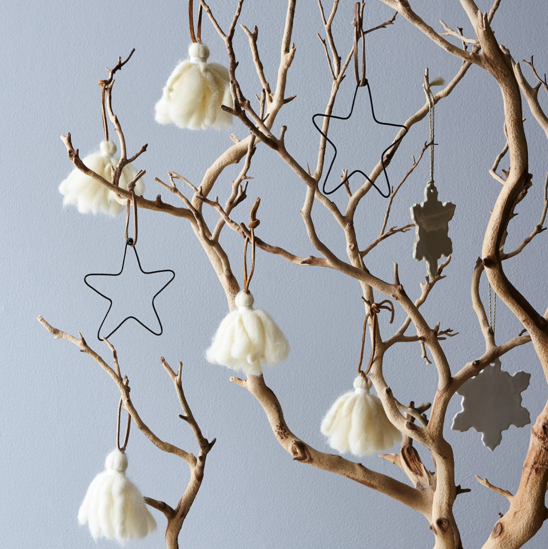 Celina Mancurti White Tassle Ornaments