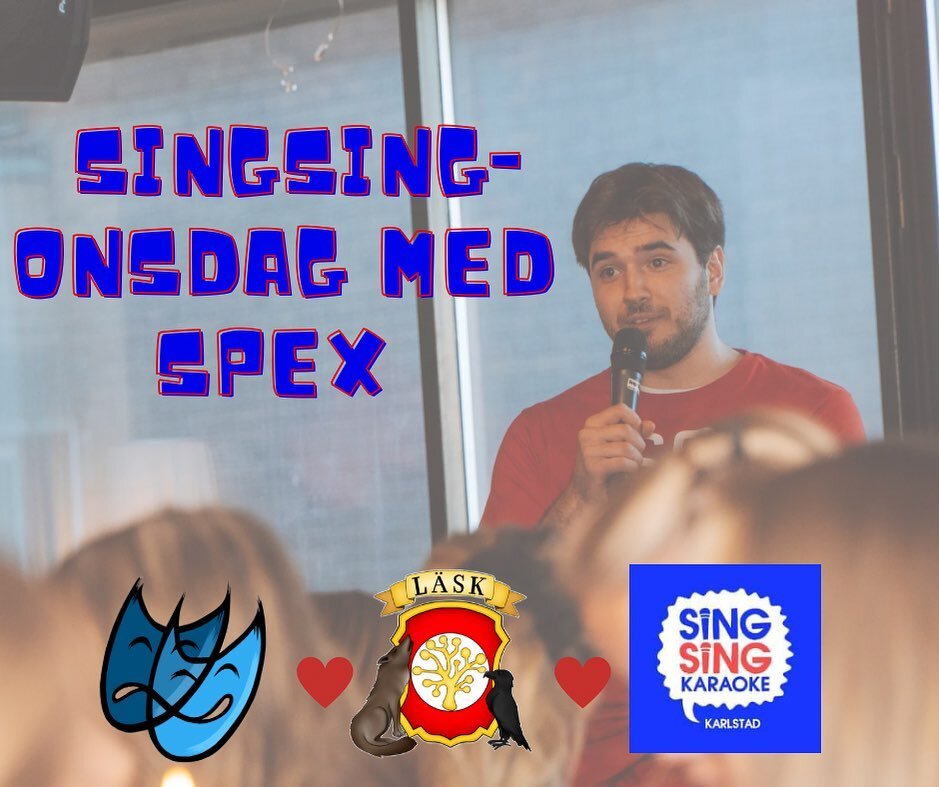 SINGSING-ONSDAG MED SPEX🎤😍🎶

Onsdag den 12/4 ses vi p&aring; Sing Sing f&ouml;r att sjunga ut tillsammans med SPEX🫶🏼

Mellan 18-22 f&aring;r vi 20% p&aring; mat &amp; dryck, och mellan 19-21 f&aring;r vi karaokerum till priset av en timme, vilke