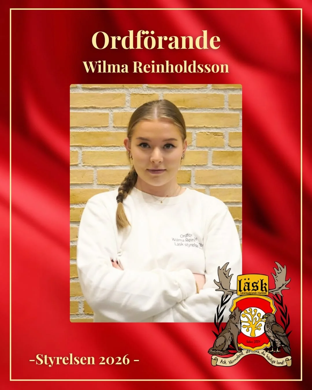 Hej alla L&Auml;SKare!❤️

Introducerar: Ordf&ouml;rande Wilma Reinholdsson!
Hemort: Kungsbacka
Program: F-3

Styrka: Fernet
Svaghet: F&aring;glar &auml;r min nemesis