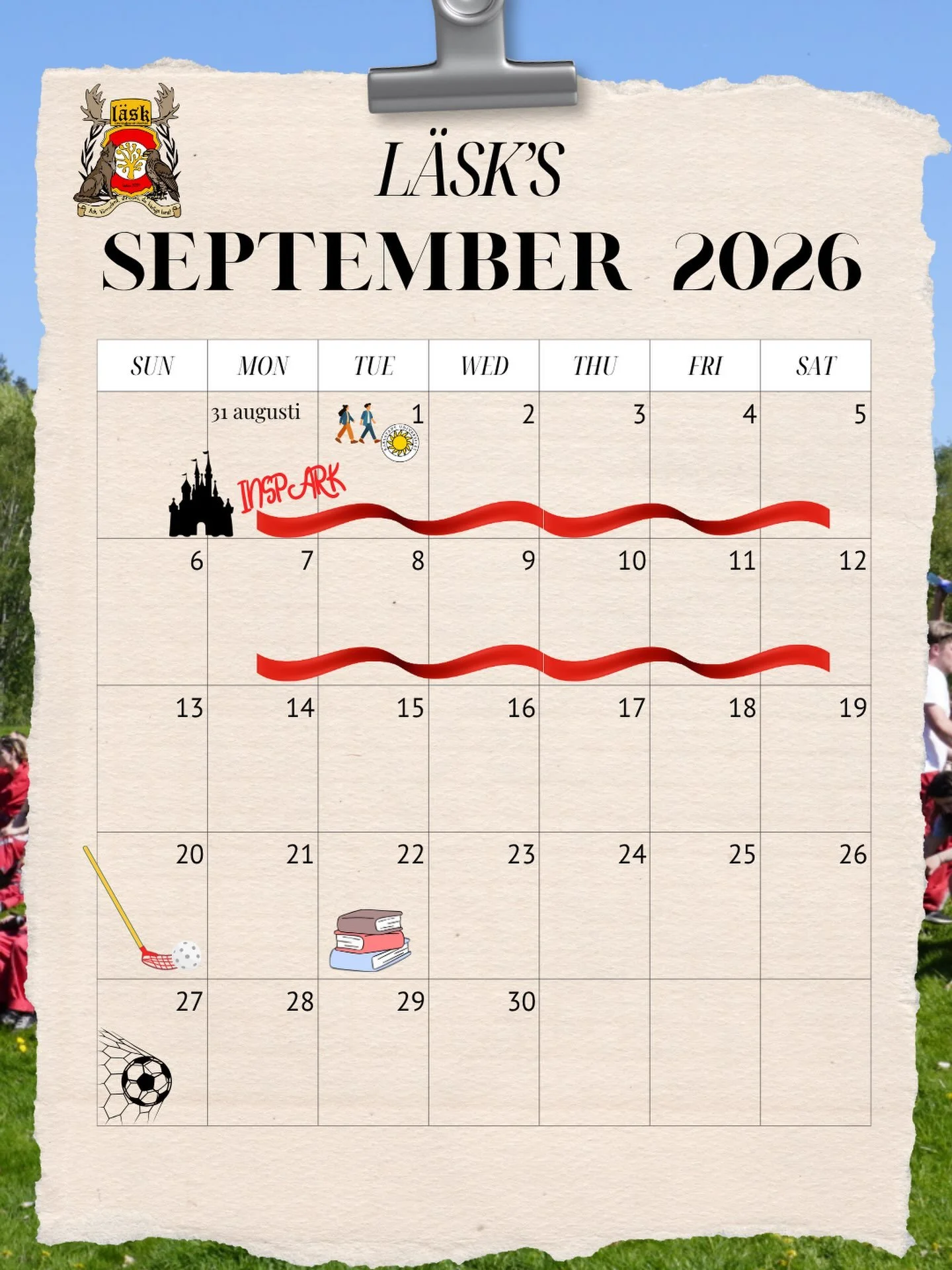 Hej alla nya och befintliga L&Auml;SKare!❤️❤️

&Auml;ntligen drar allt ig&aring;ng igen, b&aring;de skolan och dessutom L&Auml;SK!! H&auml;r har ni planerna f&ouml;r september:

1 september: En guidad rundtur p&aring; universitetet tillsammans med St