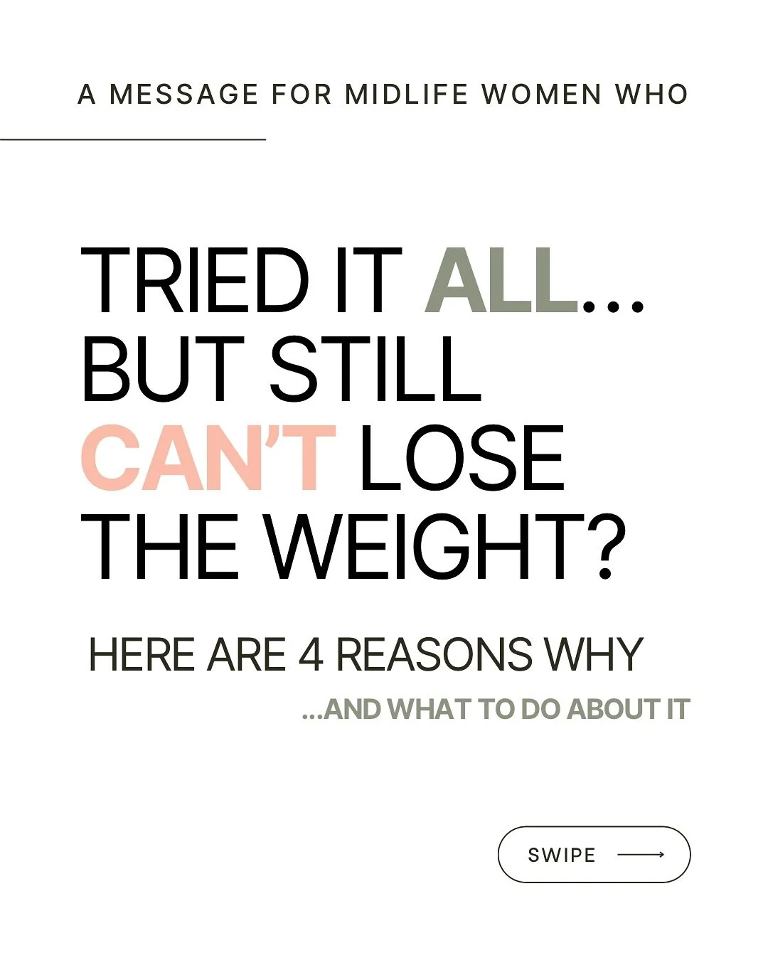 Weight loss in midlife is HARD &mdash; but it is possible. 
Swipe through to see 4 key areas that can make all the difference. 

Need guidance, support and accountability? Let&rsquo;s chat. @shenutrition.ca 

#MidlifeWomen #MenopauseWeightLoss #Women