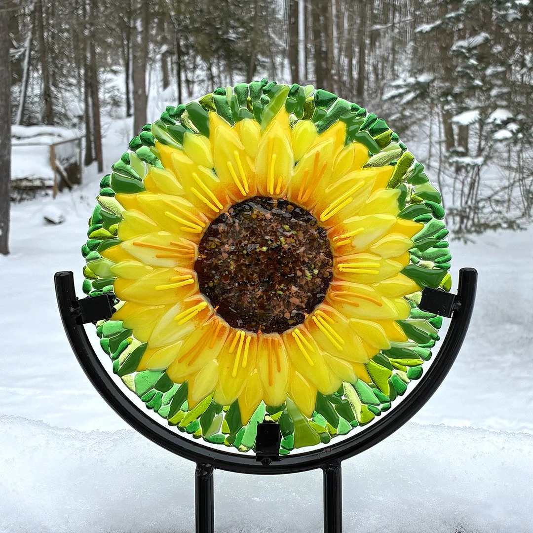 Glass Garden Art with Stand, Sunflower