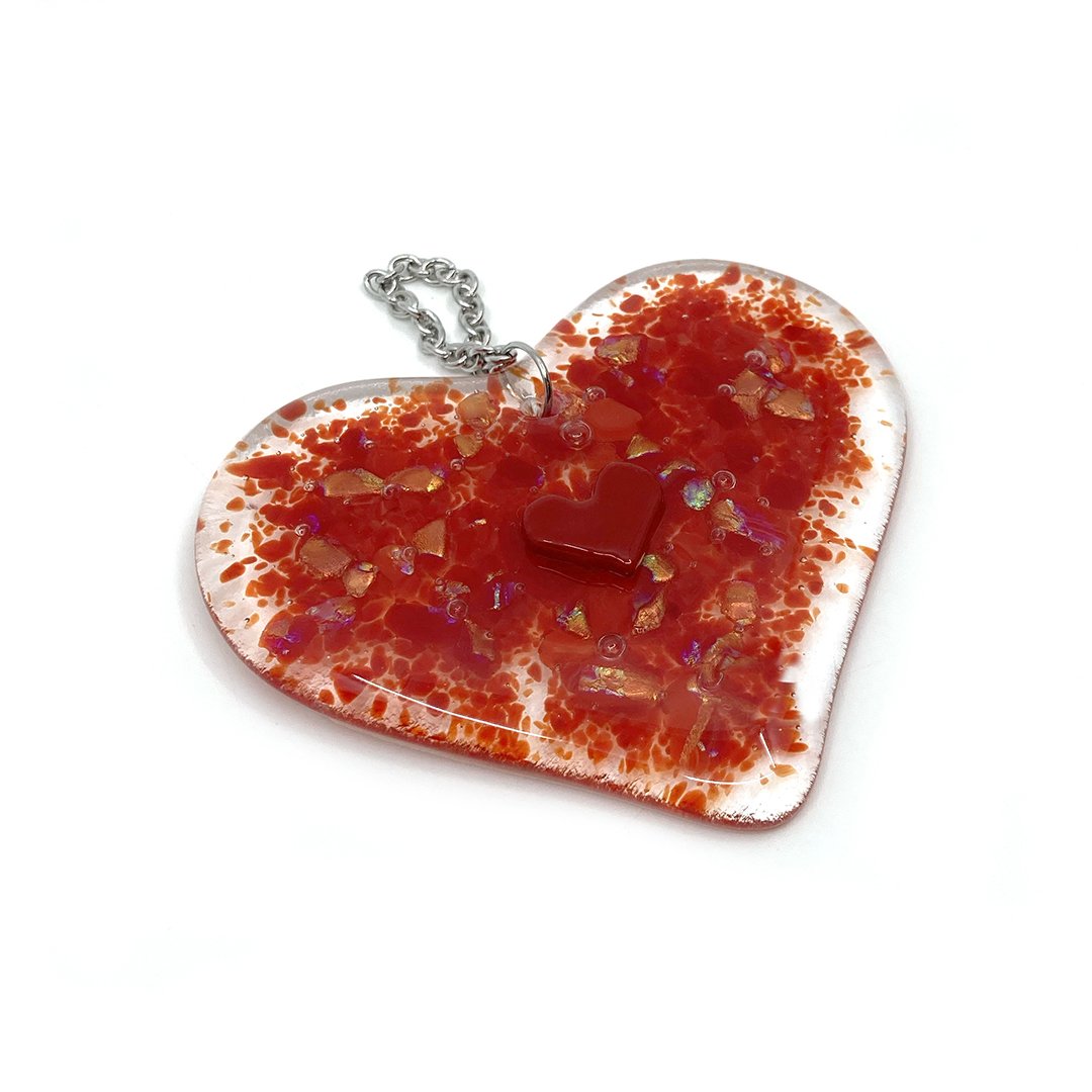 Fused Glass Hanging Heart