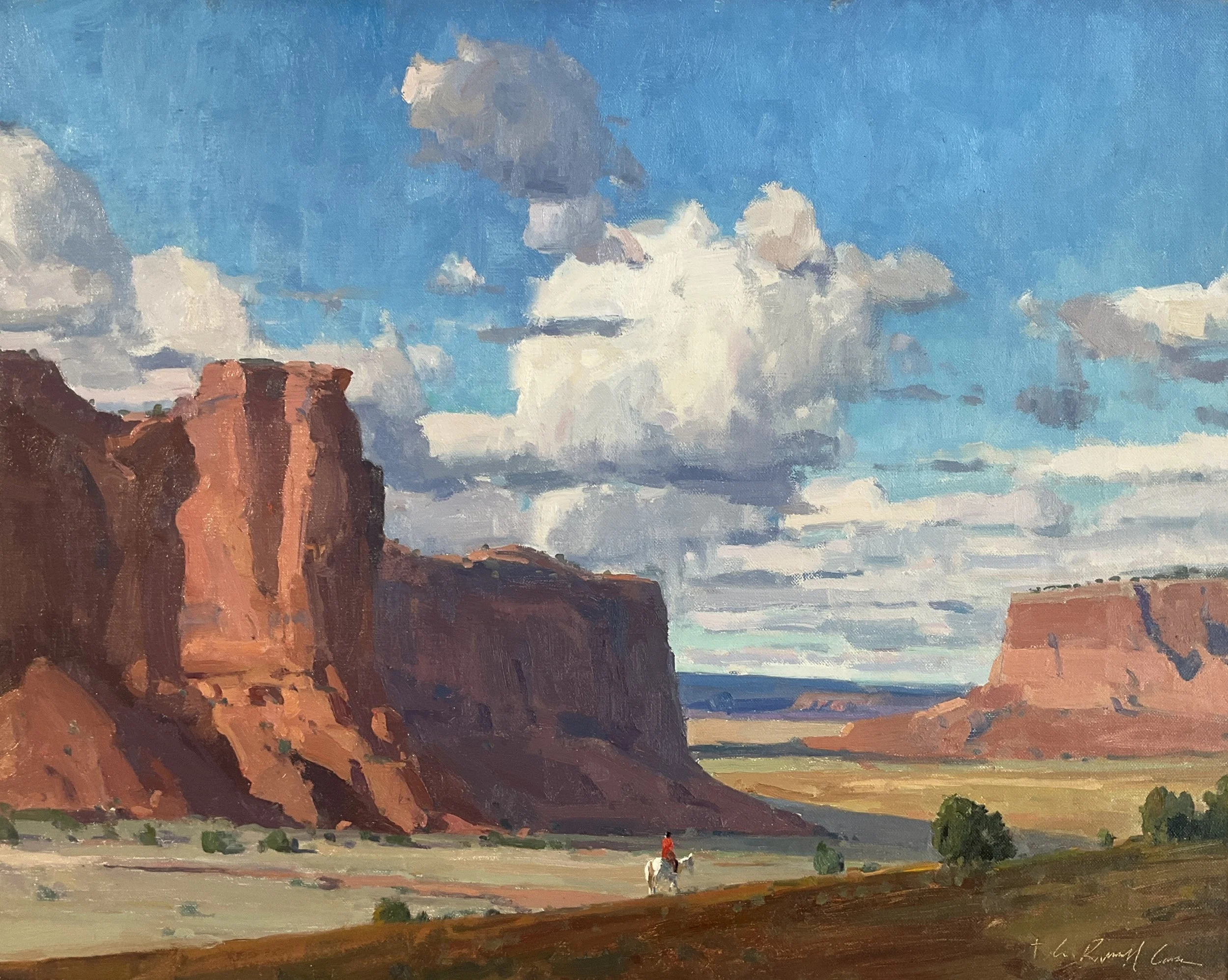 "Rider Near Red Mesa" by G. Russell Case. Oil, 16 x 20 inches, $7,000. Lot 91.