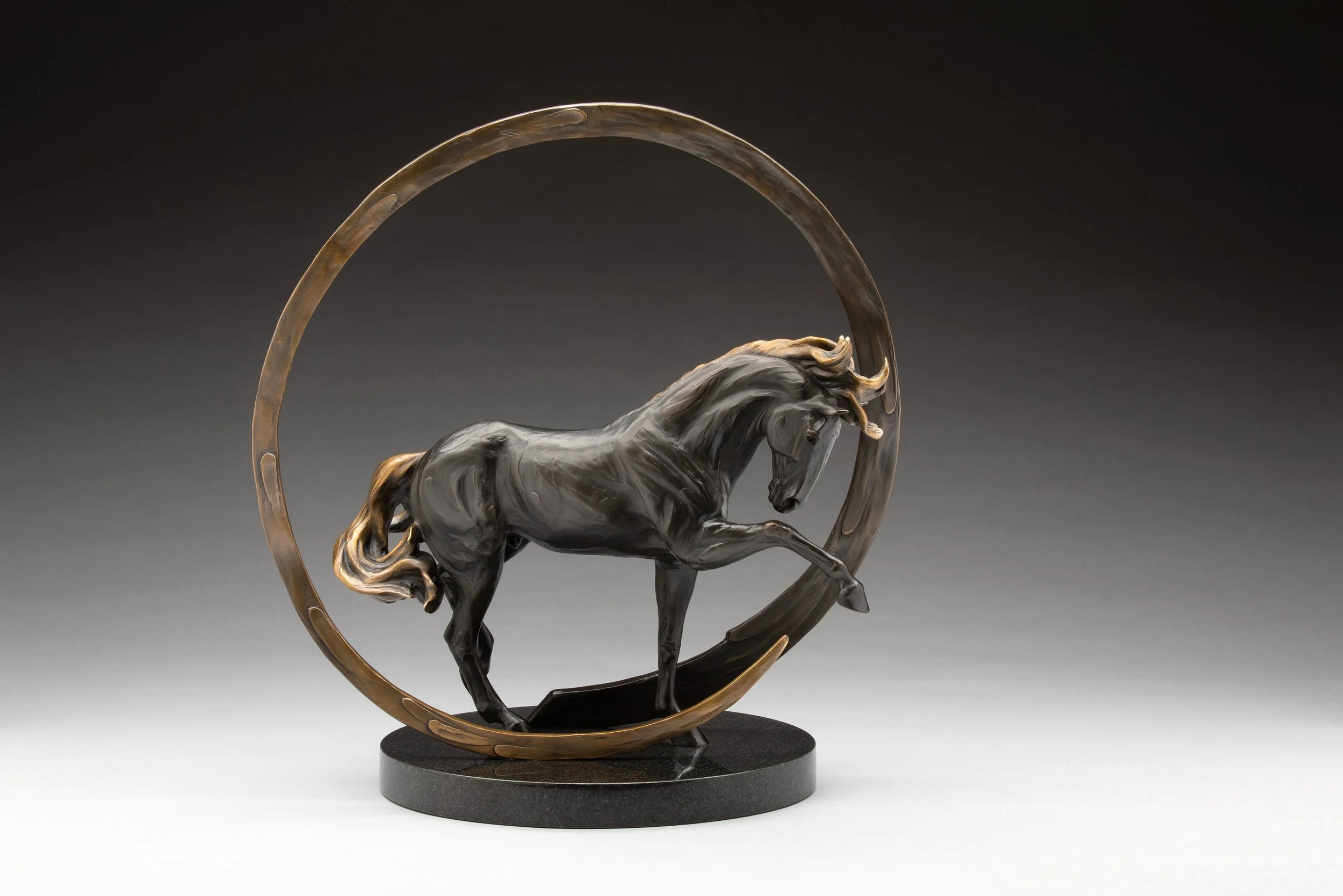"Striker" by Amanda Markel. Bronze, 19 x 17 x 11 inches, $5,800. Lot 85.